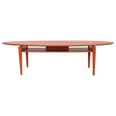 Mid-Century Modern Atomic Orange Elliptical Coffee Table