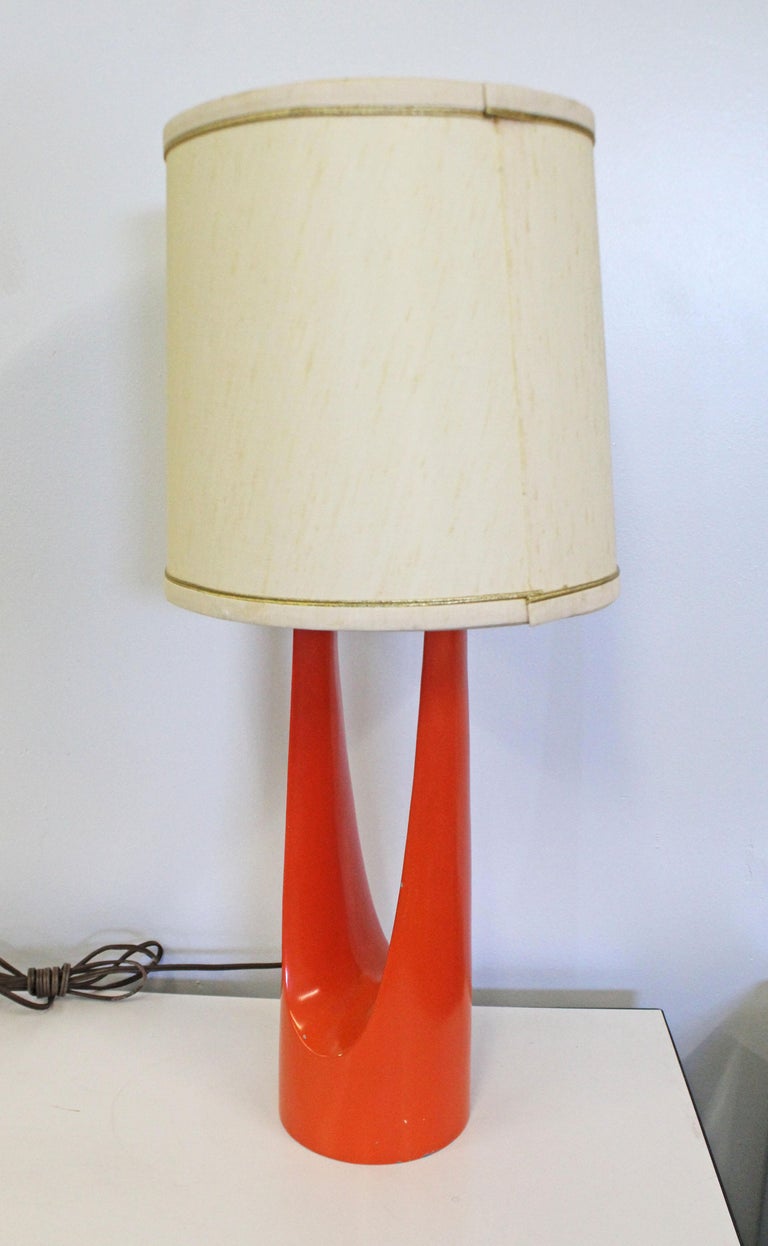 MidCentury Modern Atomic Orange Metal Conical Table Lamp at 1stDibs