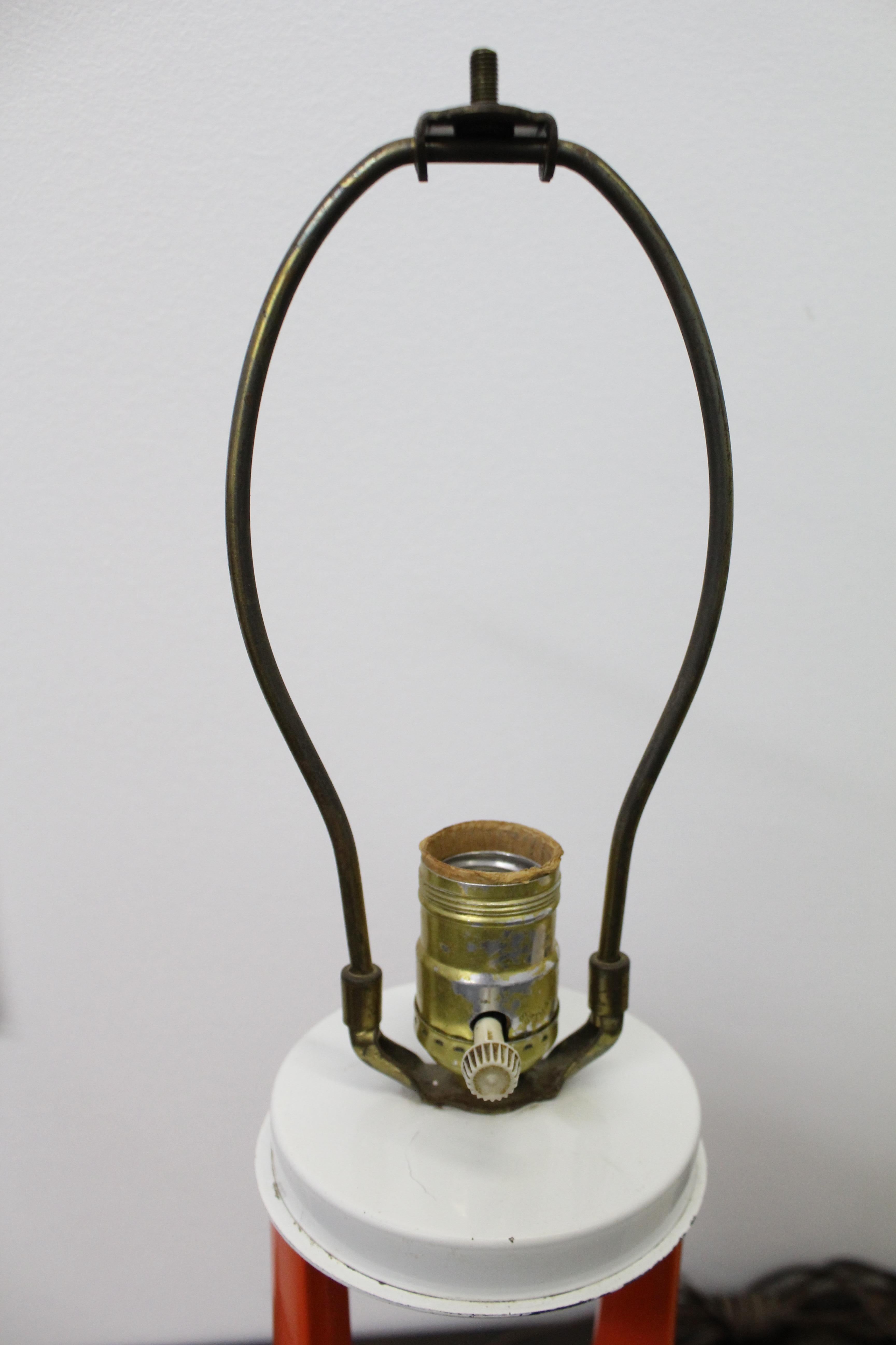 20th Century Mid-Century Modern Atomic Orange Metal Conical Table Lamp