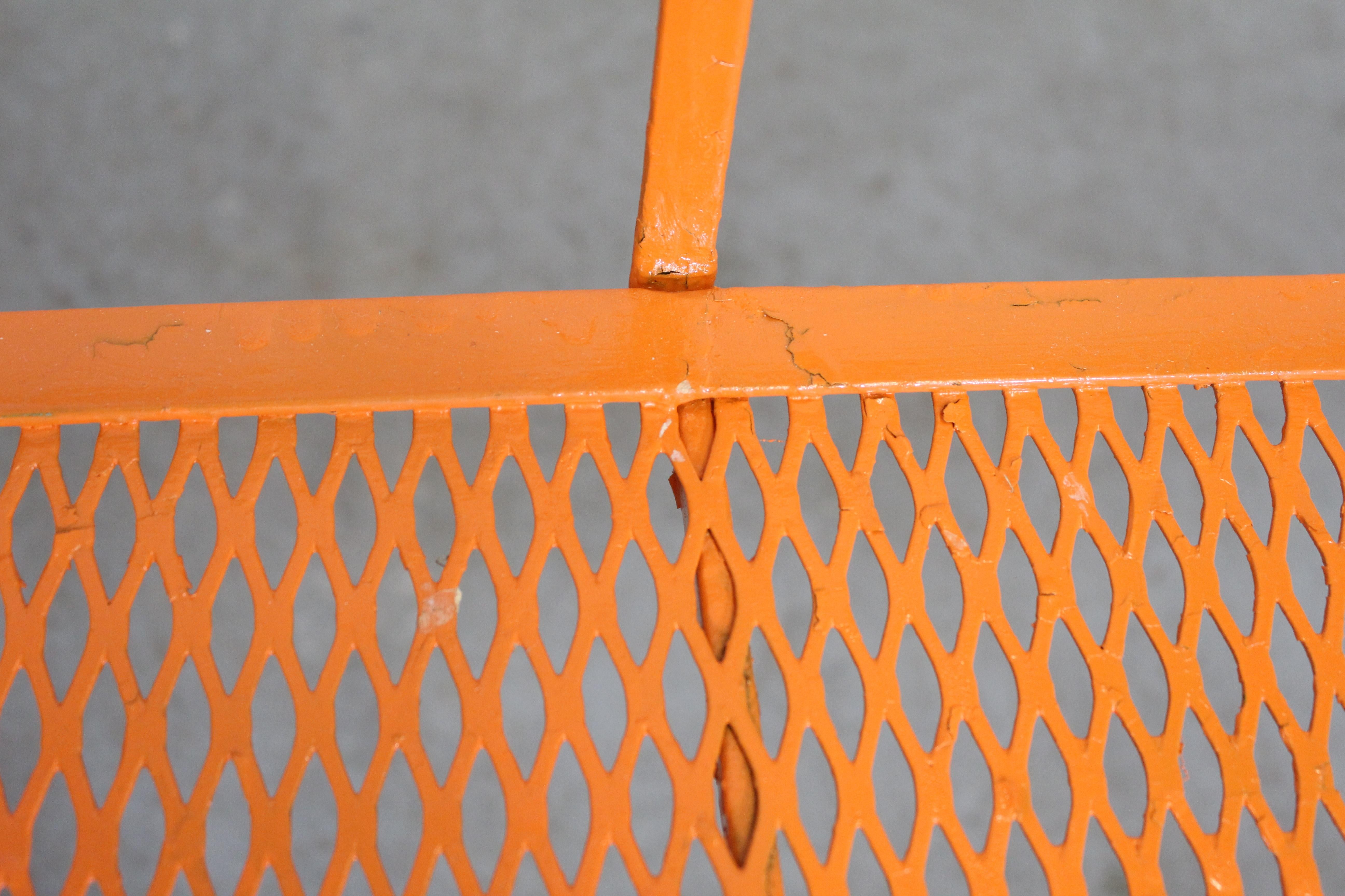 Mid-Century Modern Atomic Orange Outdoor Metal Curved Back Bench 5