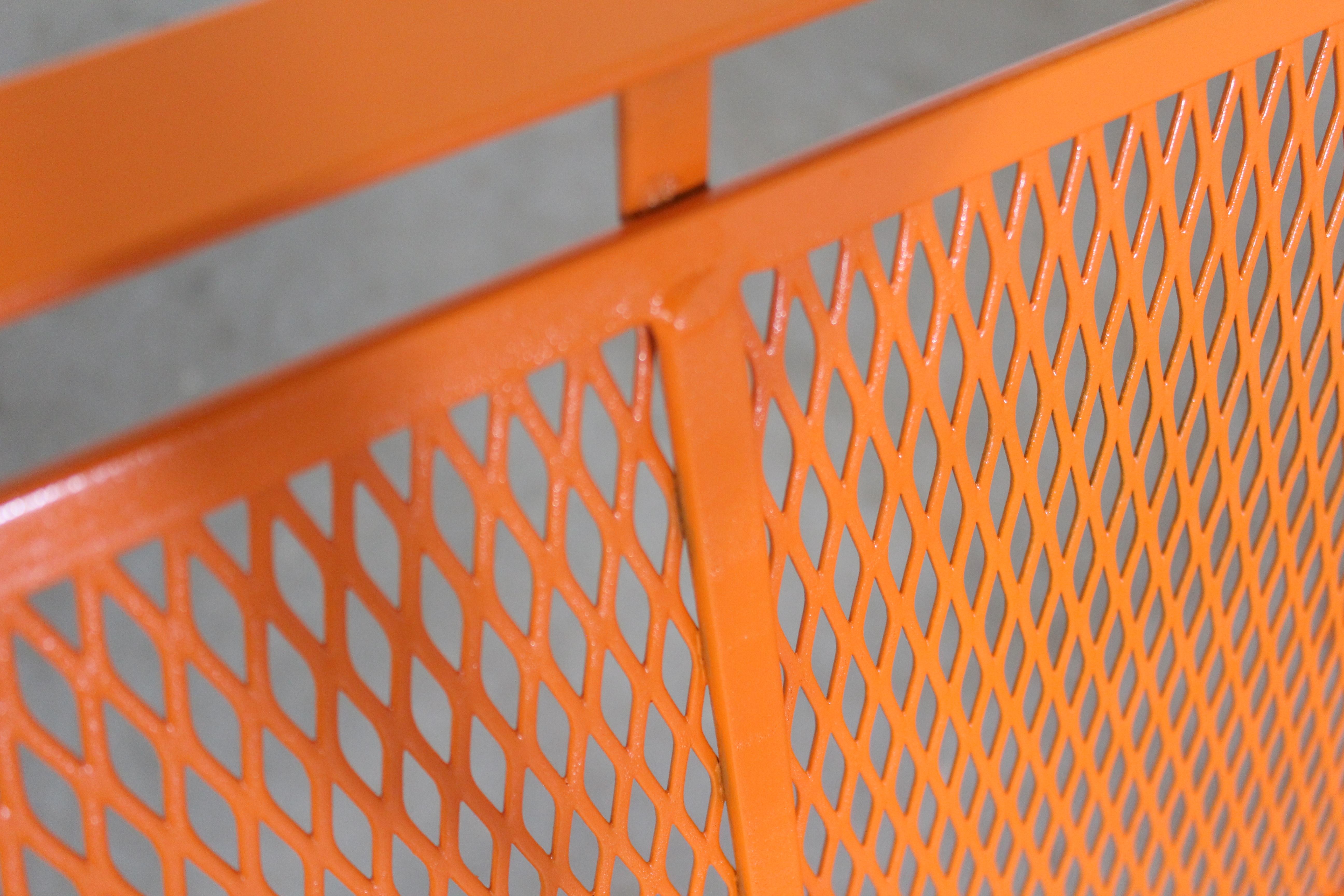 Mid-Century Modern Atomic Orange Salterini Style Outdoor Metal Curved Back Bench 3