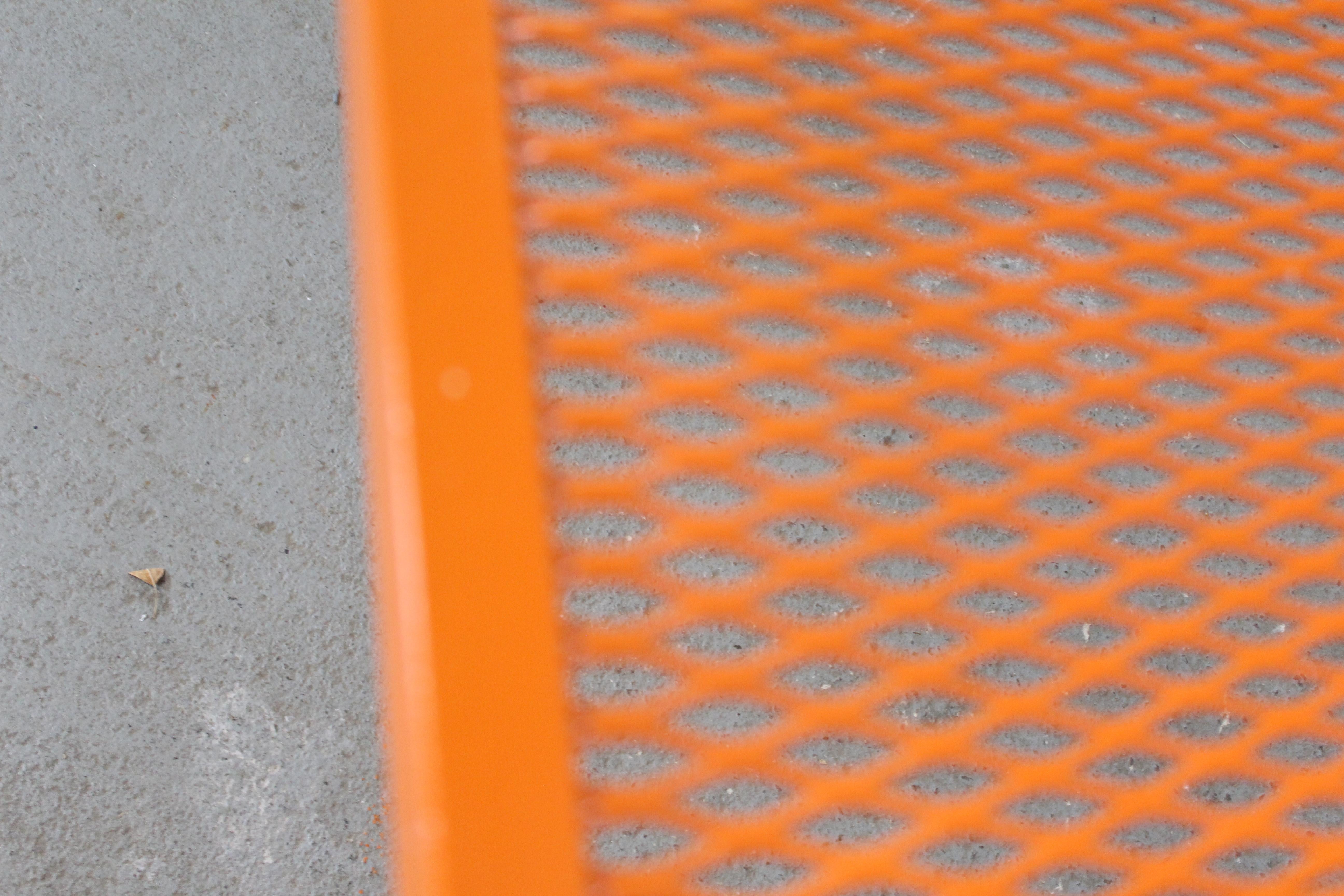 Mid-Century Modern Atomic Orange Salterini Style Outdoor Metal Curved Back Bench 5