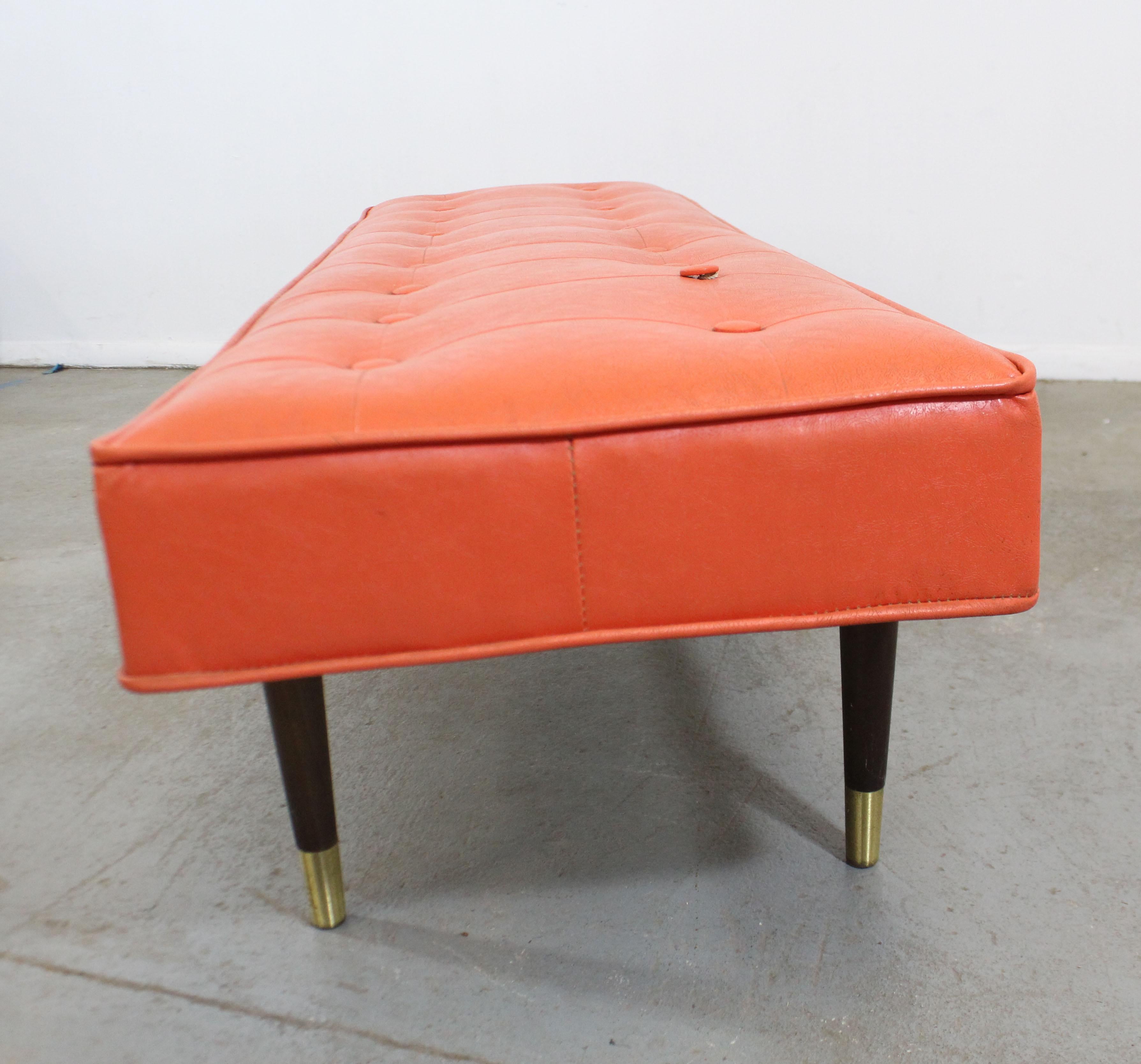 20th Century Mid-Century Modern Atomic Orange Tufted Bench