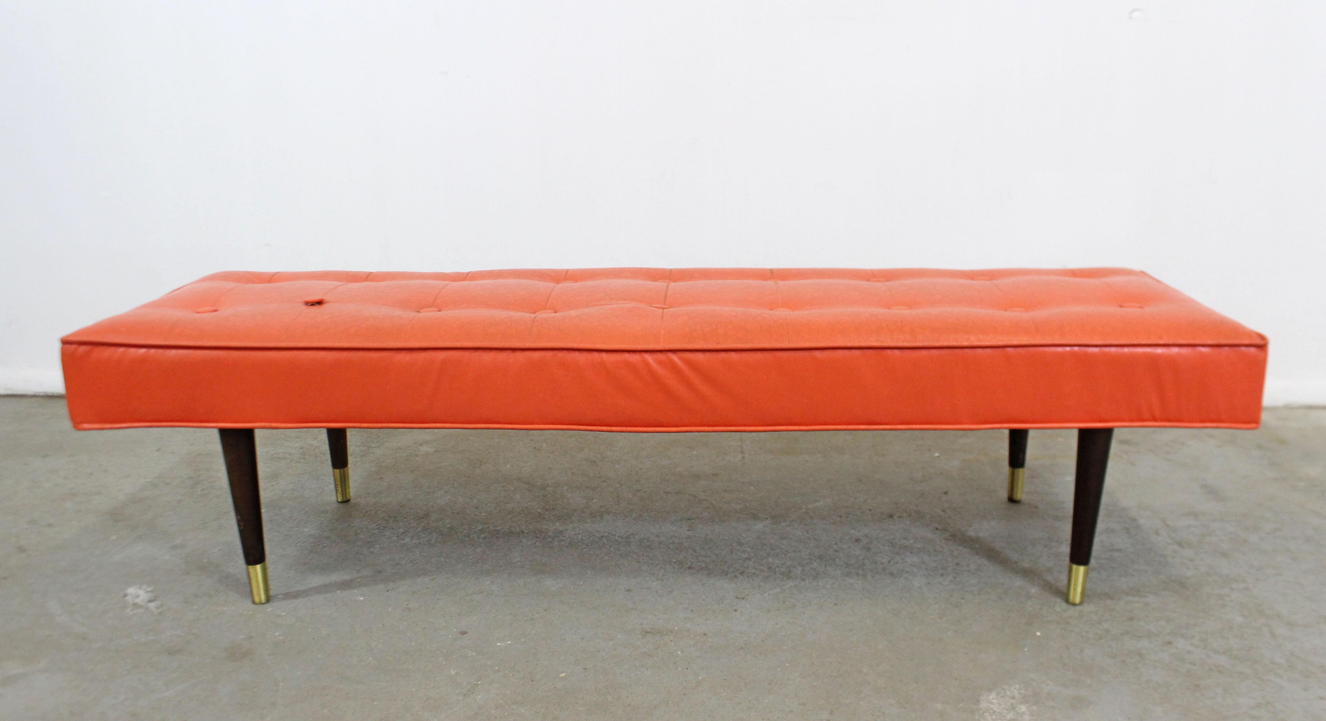 Upholstery Mid-Century Modern Atomic Orange Tufted Bench