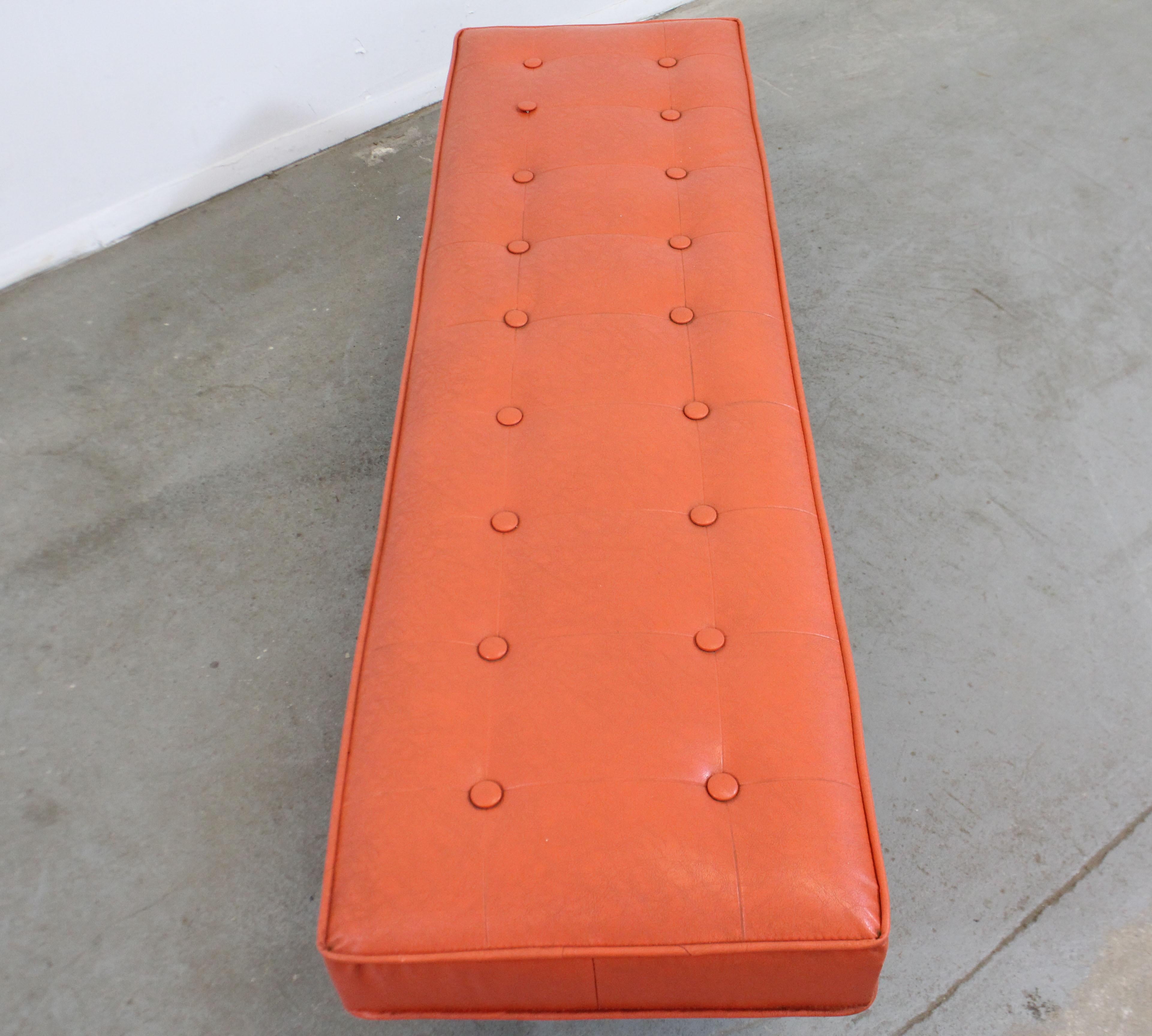 Mid-Century Modern Atomic Orange Tufted Bench 1