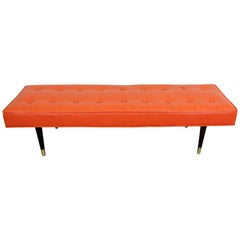 Mid-Century Modern Atomic Orange Tufted Bench