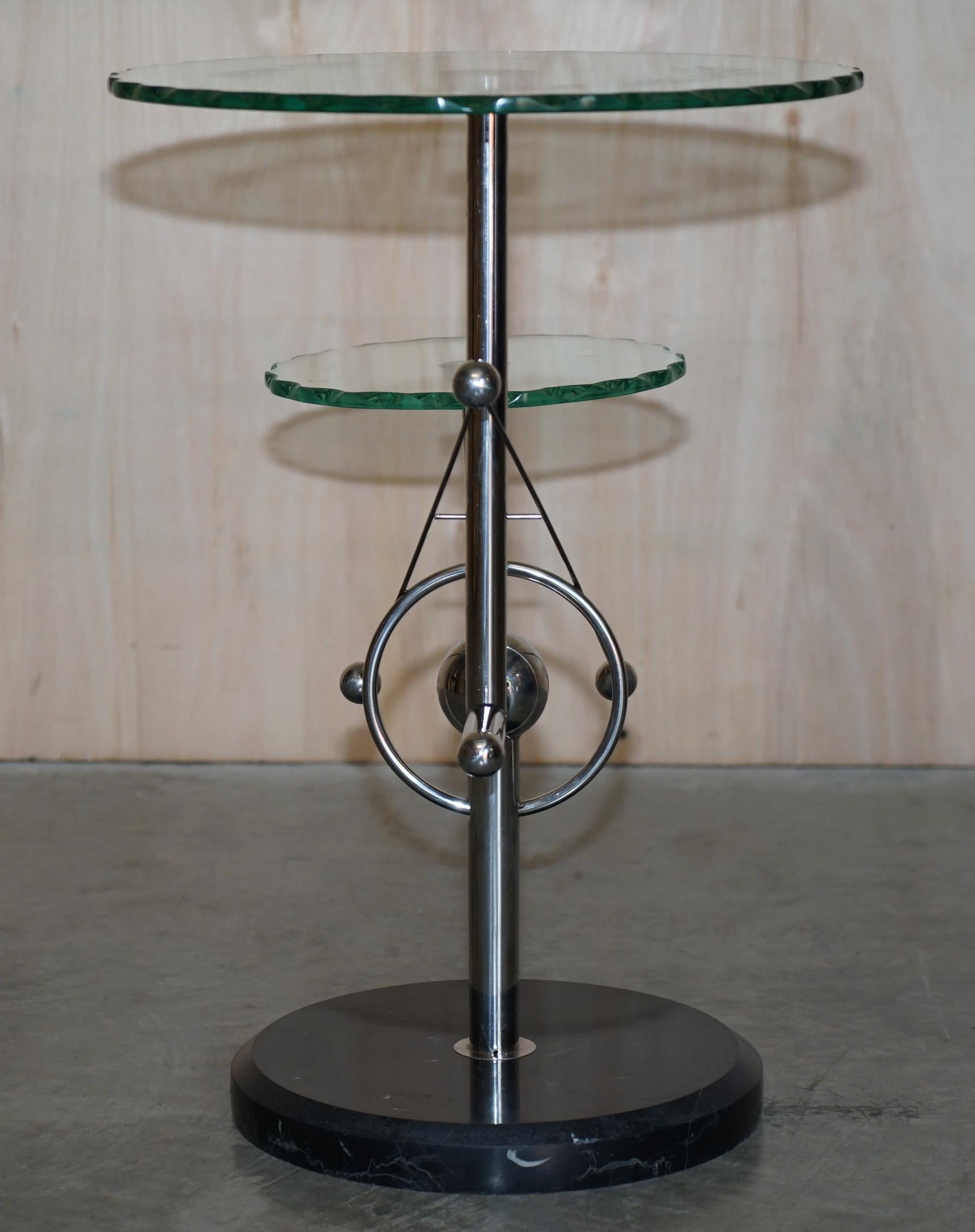 Mid-Century Modern Atomic Space Age Chrome Glass & Marble Side End Lamp Table For Sale 8