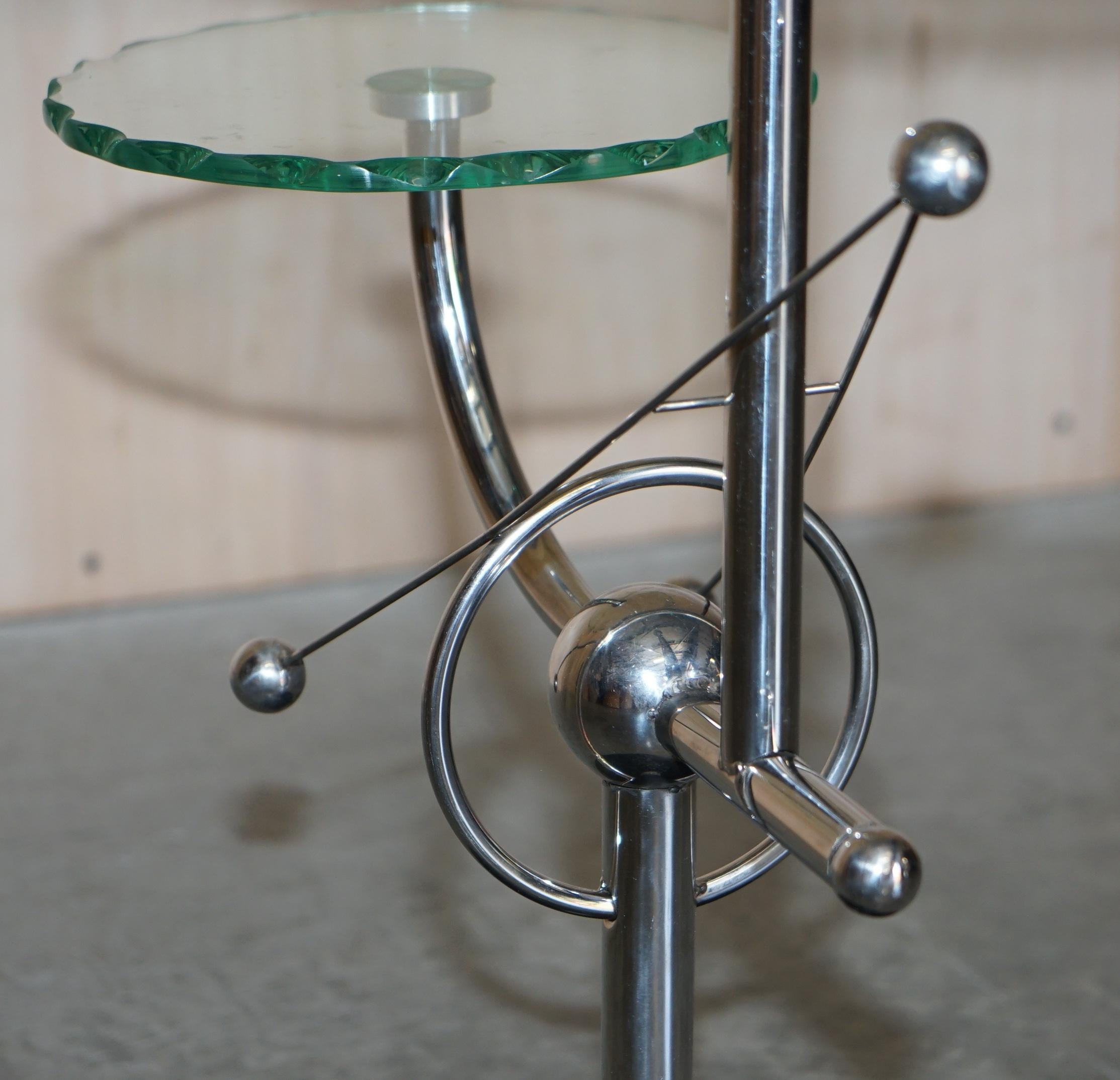 Mid-Century Modern Atomic Space Age Chrome Glass & Marble Side End Lamp Table For Sale 9