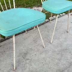 Mid Century Modern Atomic Style Wrought Iron Outdoor Dining Chairs - Set of 4