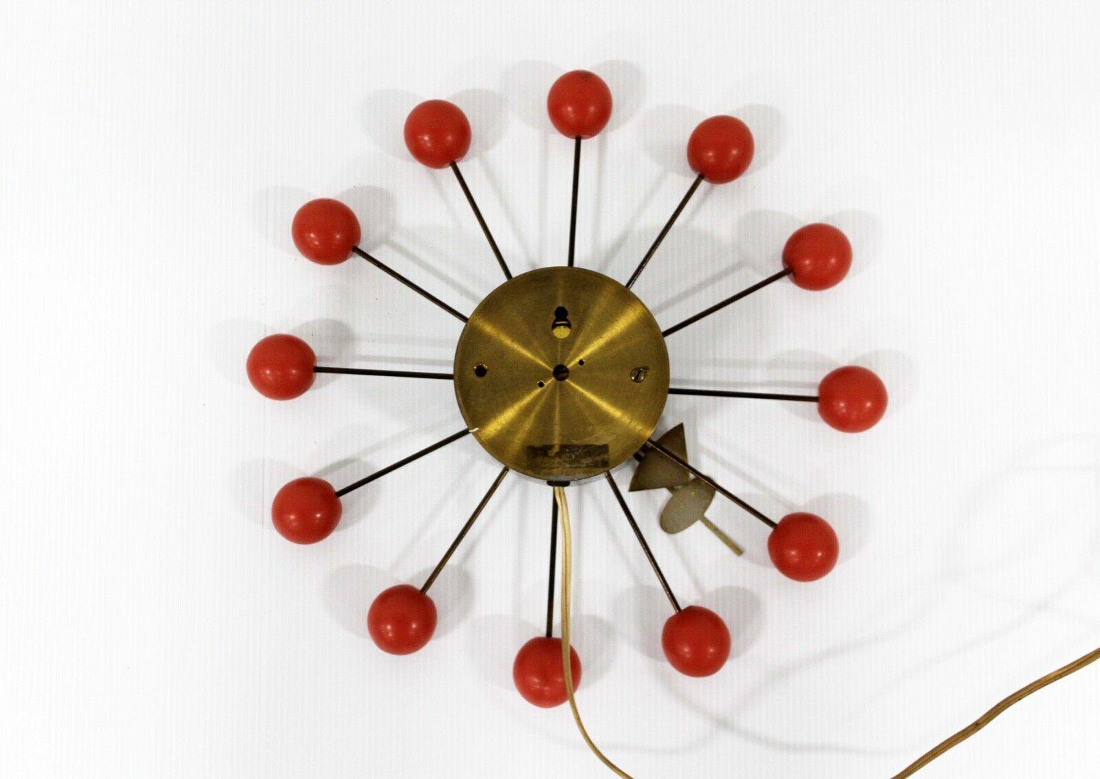 Mid-Century Modern Atomic Sunburst Vintage Red Ball Clock 1