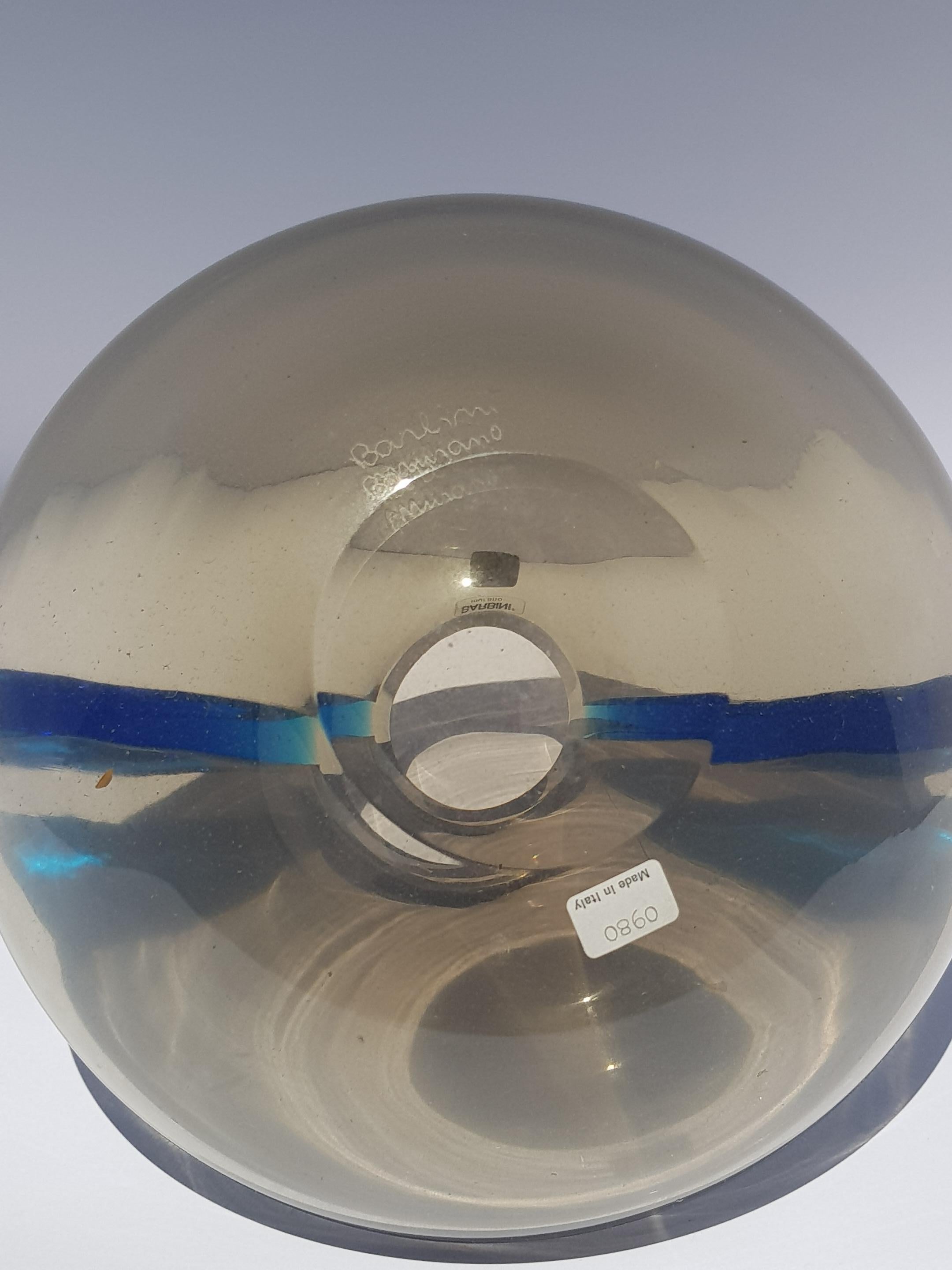 Vaso di vetro artistico alato atomico di metà secolo Barbini Murano Italia Blu Grigio in vendita 5