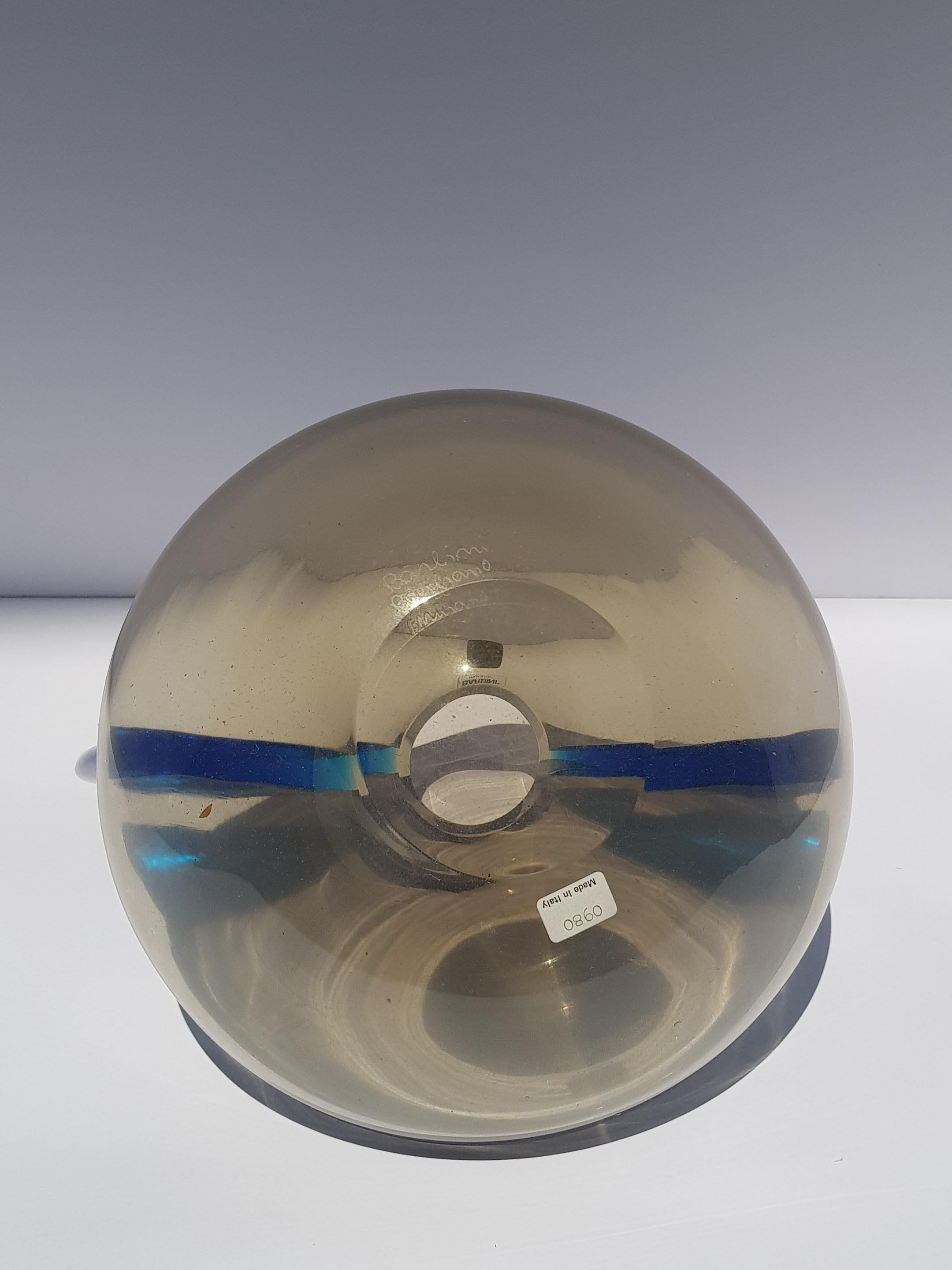 Vaso di vetro artistico alato atomico di metà secolo Barbini Murano Italia Blu Grigio in vendita 6