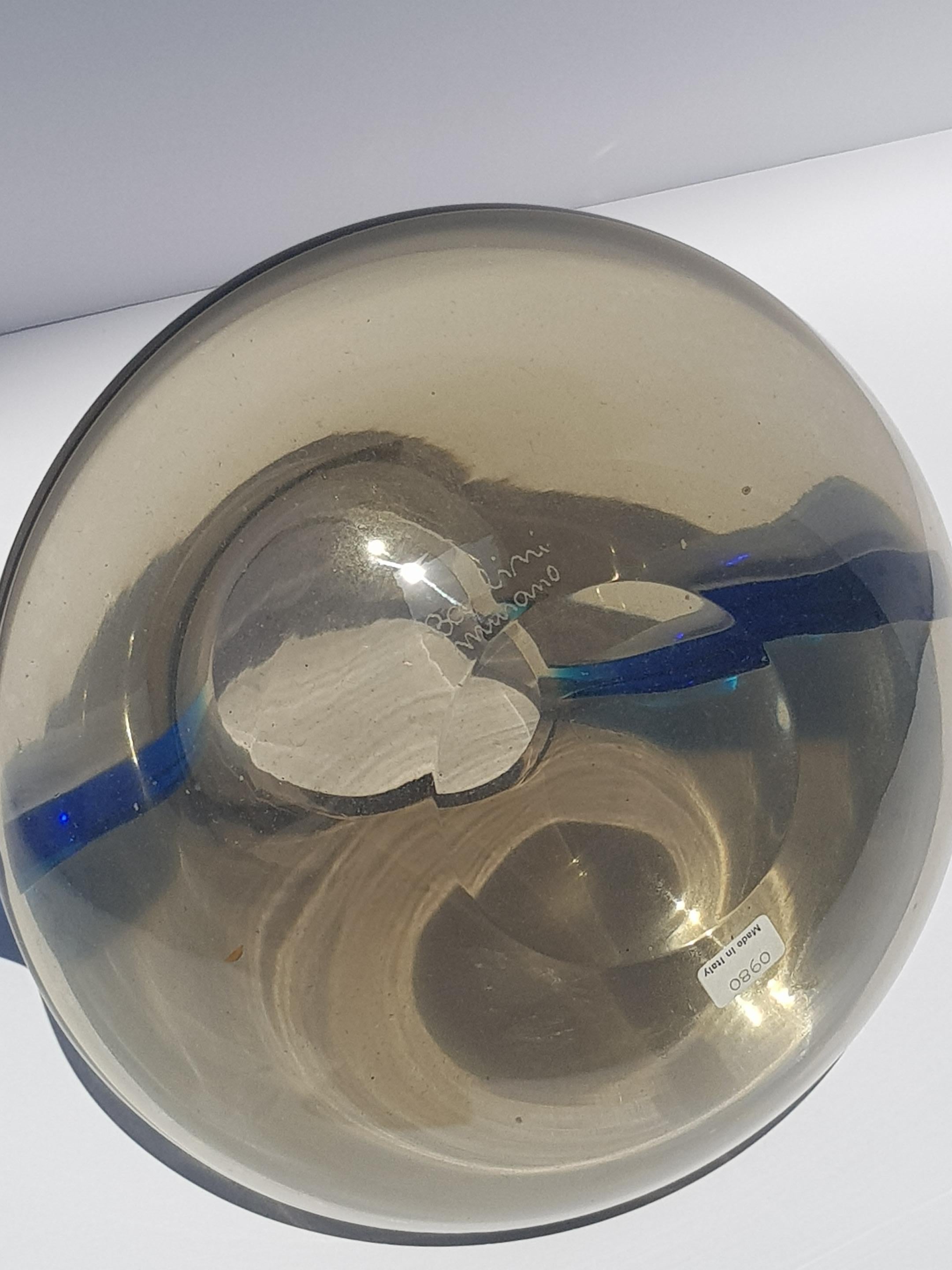 Vaso di vetro artistico alato atomico di metà secolo Barbini Murano Italia Blu Grigio in vendita 7