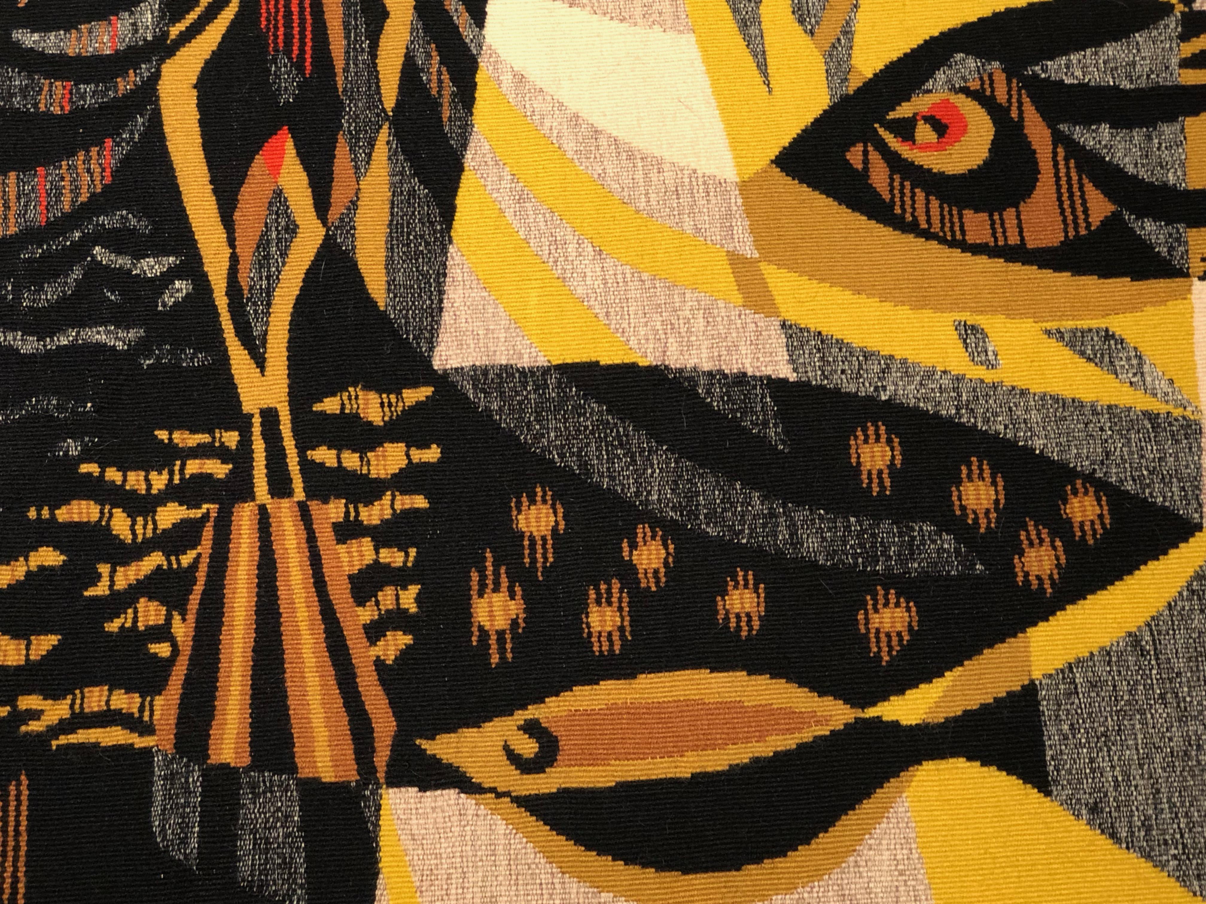 Mid-century tapestry designed by Maurice Andre (1914-1985) and woven at Atelier Pinton Freres in Aubusson, France. Hand-woven in wool, it dates to the 1960s and titled 