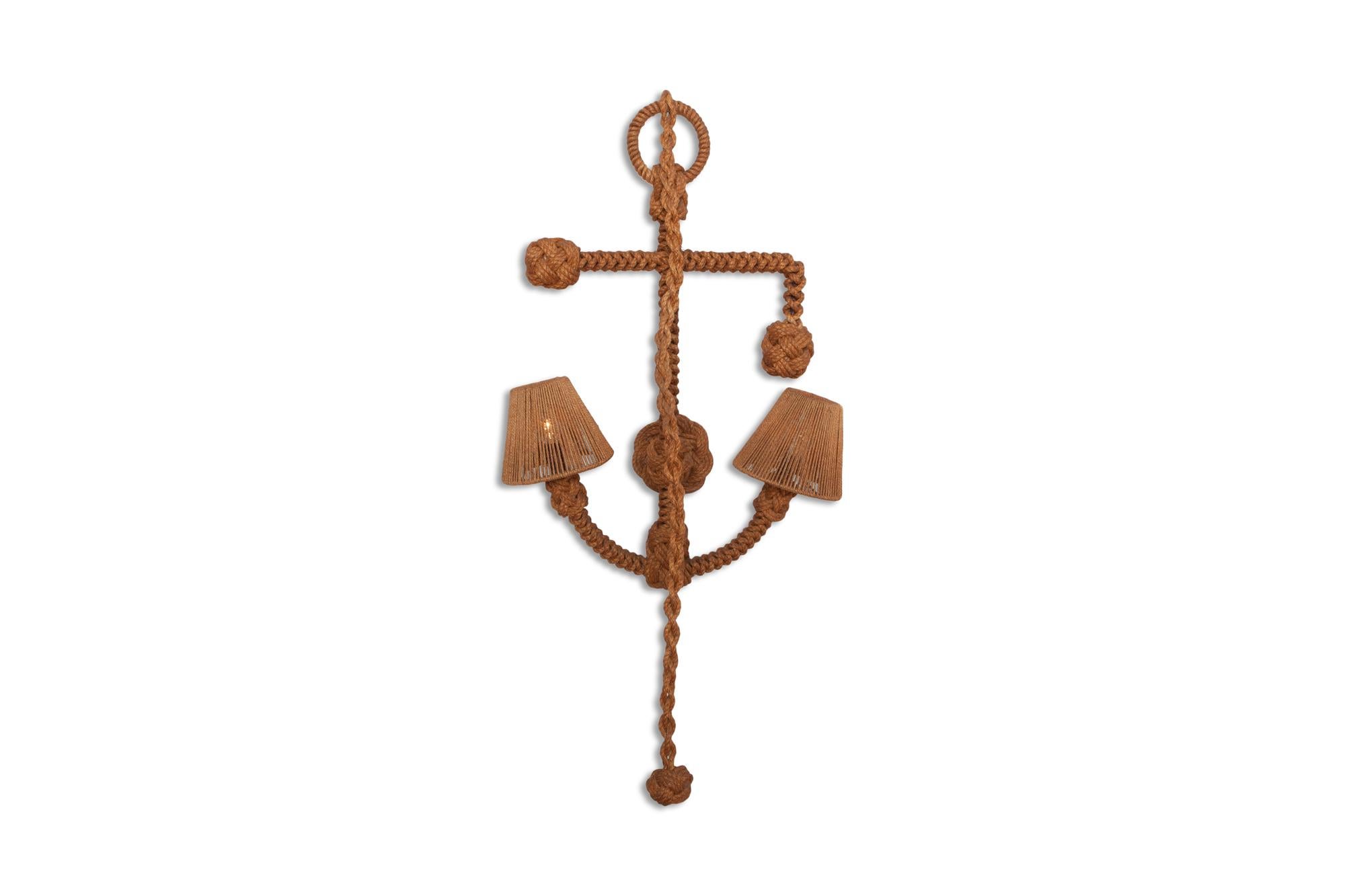 Mid-Century Modern Audoux Minet 'Anchor' Sconce in Rope For Sale 2