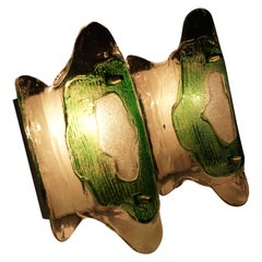 Midcentury:: Modern:: Austrian Glass Wall Lights by J. T .Kalmar:: 1969:: Green