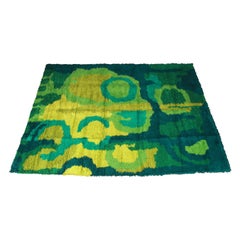 Mid-Century Modern Austrian Rya Shag Wool Rug, 1970s