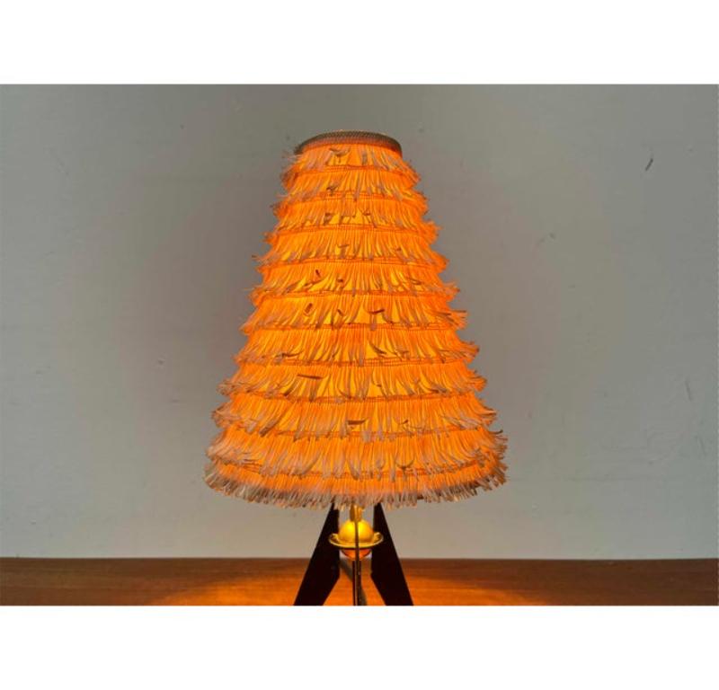 Mid-Century Modern Austrian Tripod Table Lamp with Bast Screen, 1960s For Sale 6