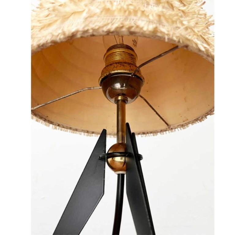 Mid-Century Modern Austrian Tripod Table Lamp with Bast Screen, 1960s For Sale 3