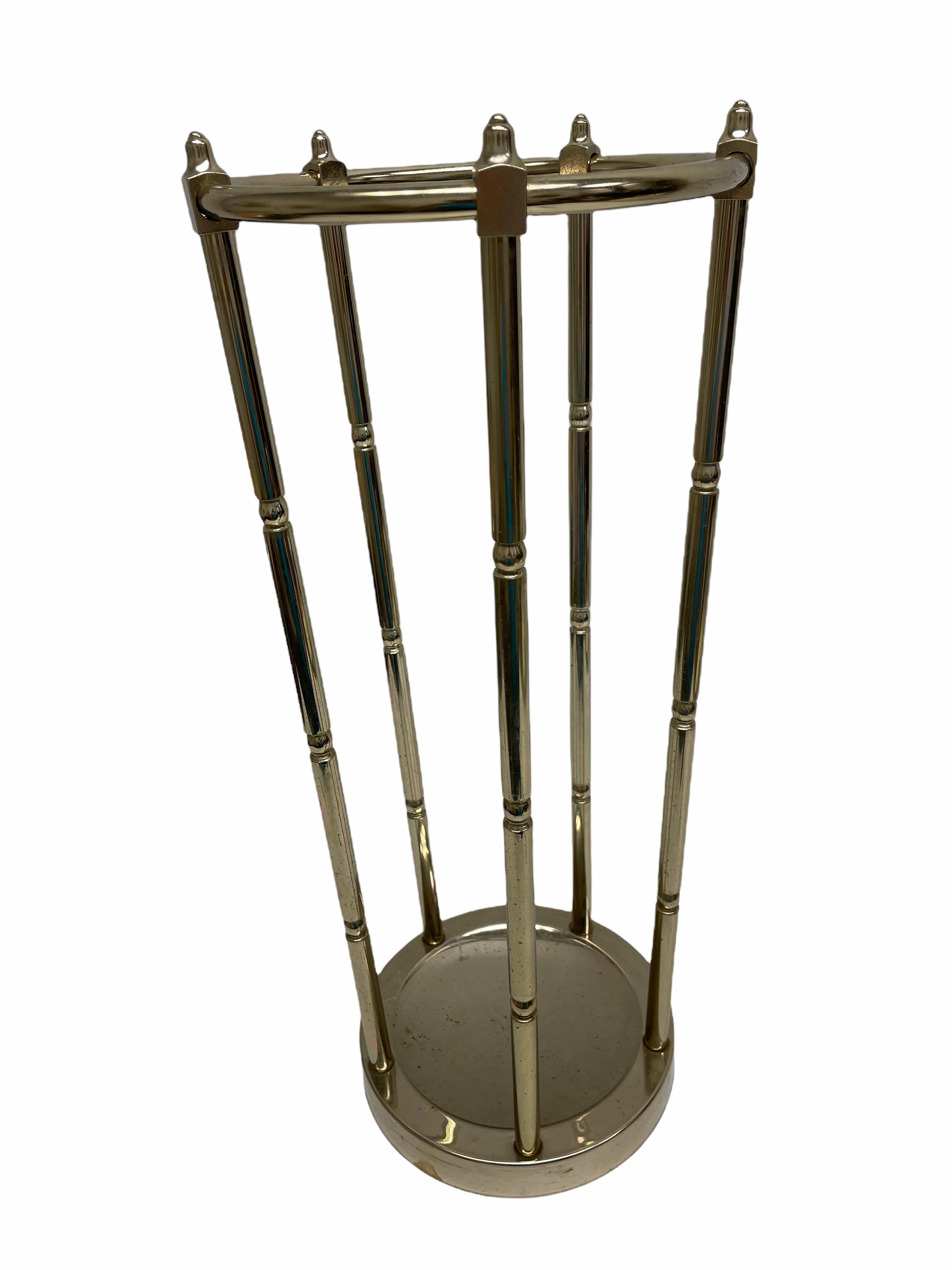 An amazing Mid-Century Modern umbrella stand purchased on an estate sale in Vienna Austria. We believe it is nickel plated and made in the 1960s. This is a beautiful all original item in good condition. It has some signs of use, scratches to the