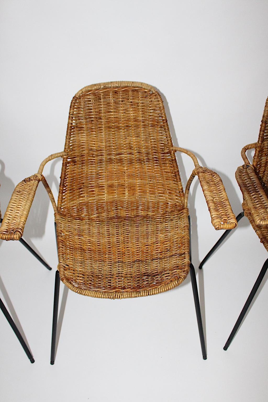 Mid Century Modern Authentic Three Chairs with Armrests Gian Franco Legler 1950s For Sale 7