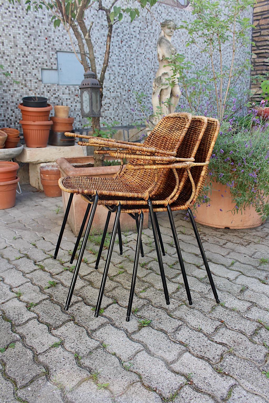 Mid Century Modern Authentic Three Chairs with Armrests Gian Franco Legler 1950s For Sale 11