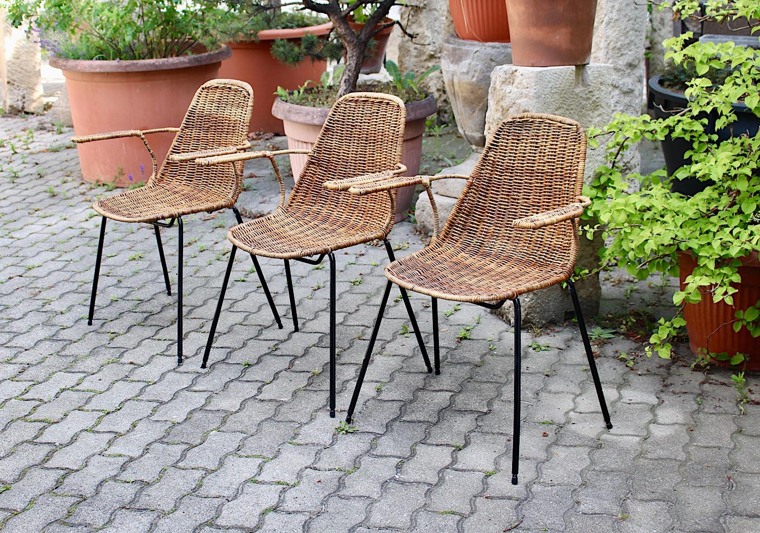 Swiss Mid Century Modern Authentic Three Chairs with Armrests Gian Franco Legler 1950s For Sale