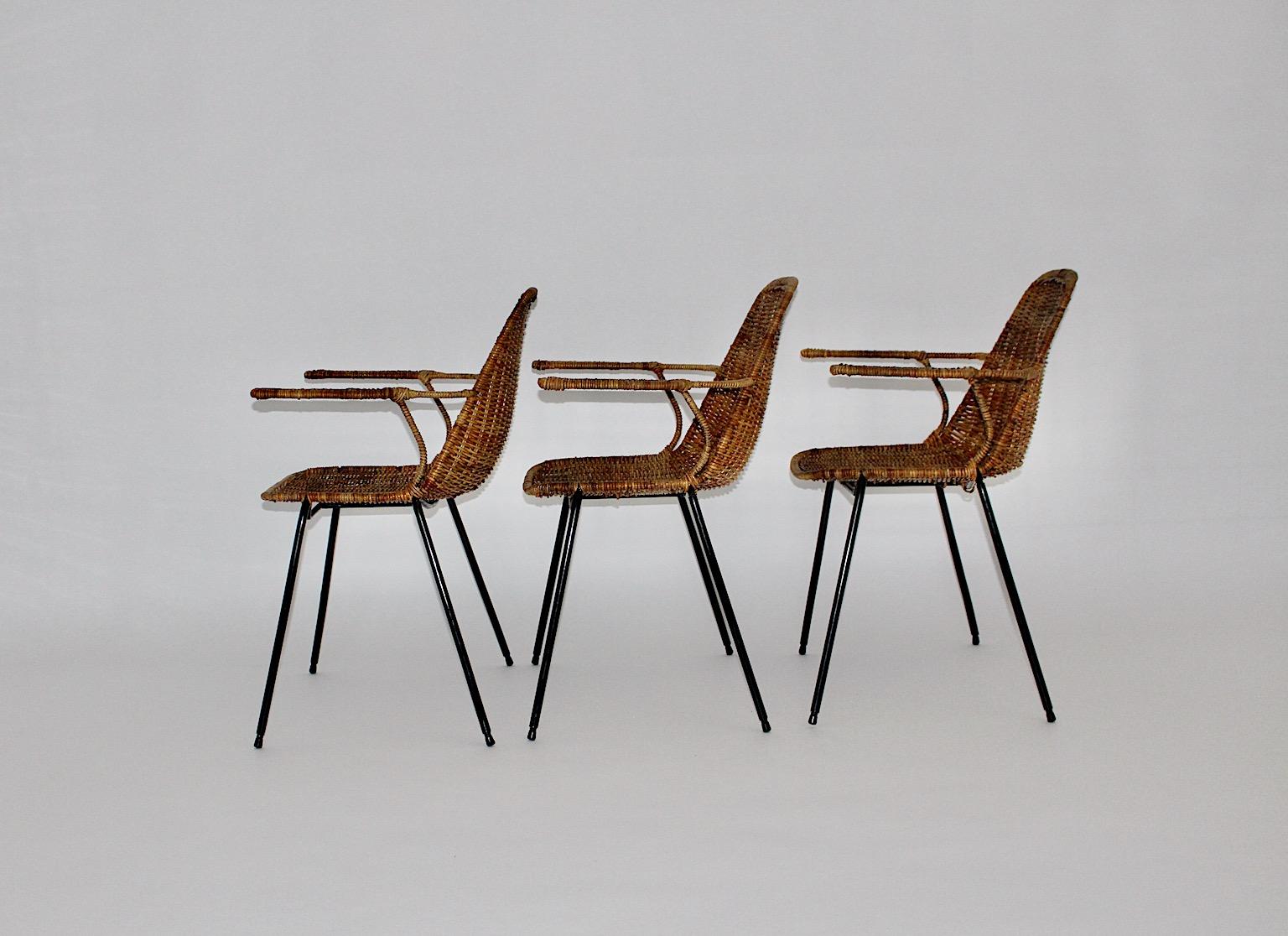 Mid-Century Modern, authentische drei Stühle mit Armlehnen, Gian Franco Legler, 1950er Jahre im Zustand „Gut“ im Angebot in Vienna, AT