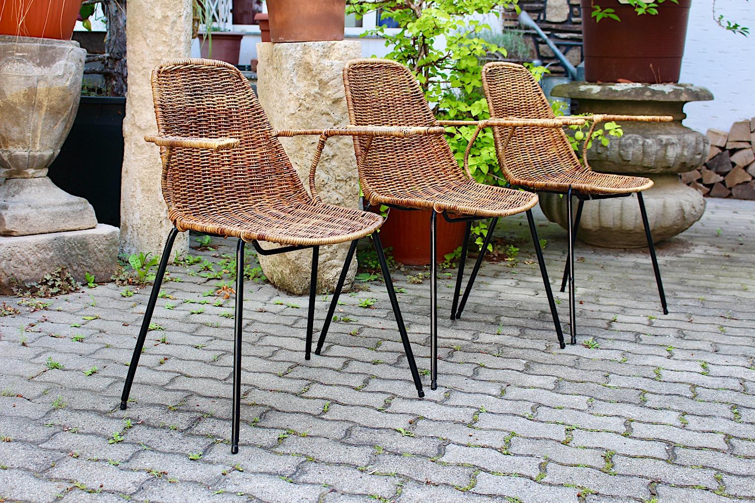 20th Century Mid Century Modern Authentic Three Chairs with Armrests Gian Franco Legler 1950s For Sale