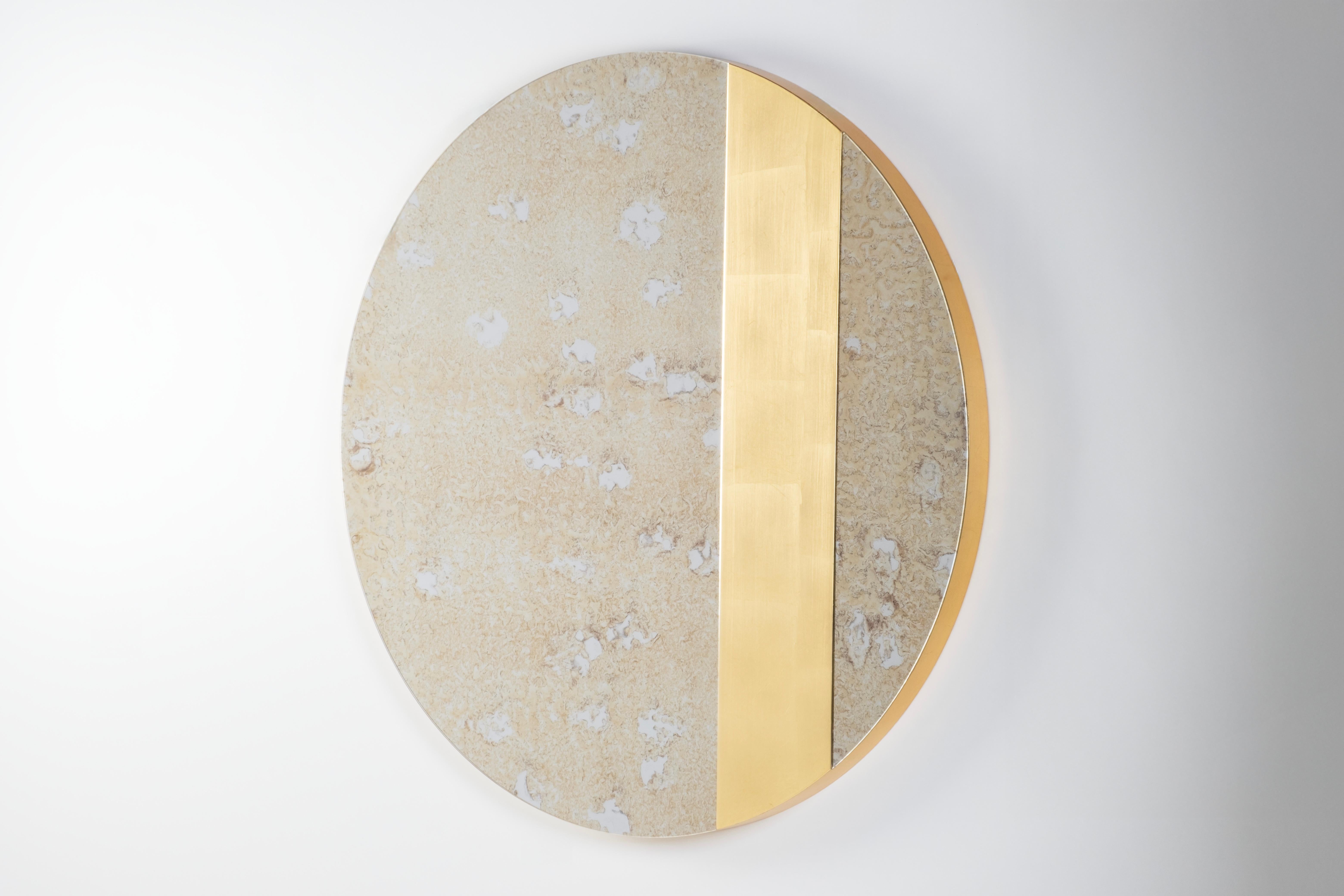 Portuguese Mid-Century Modern Avignon Aged Wall Mirror Gold Leaf Handmade by Greenapple For Sale