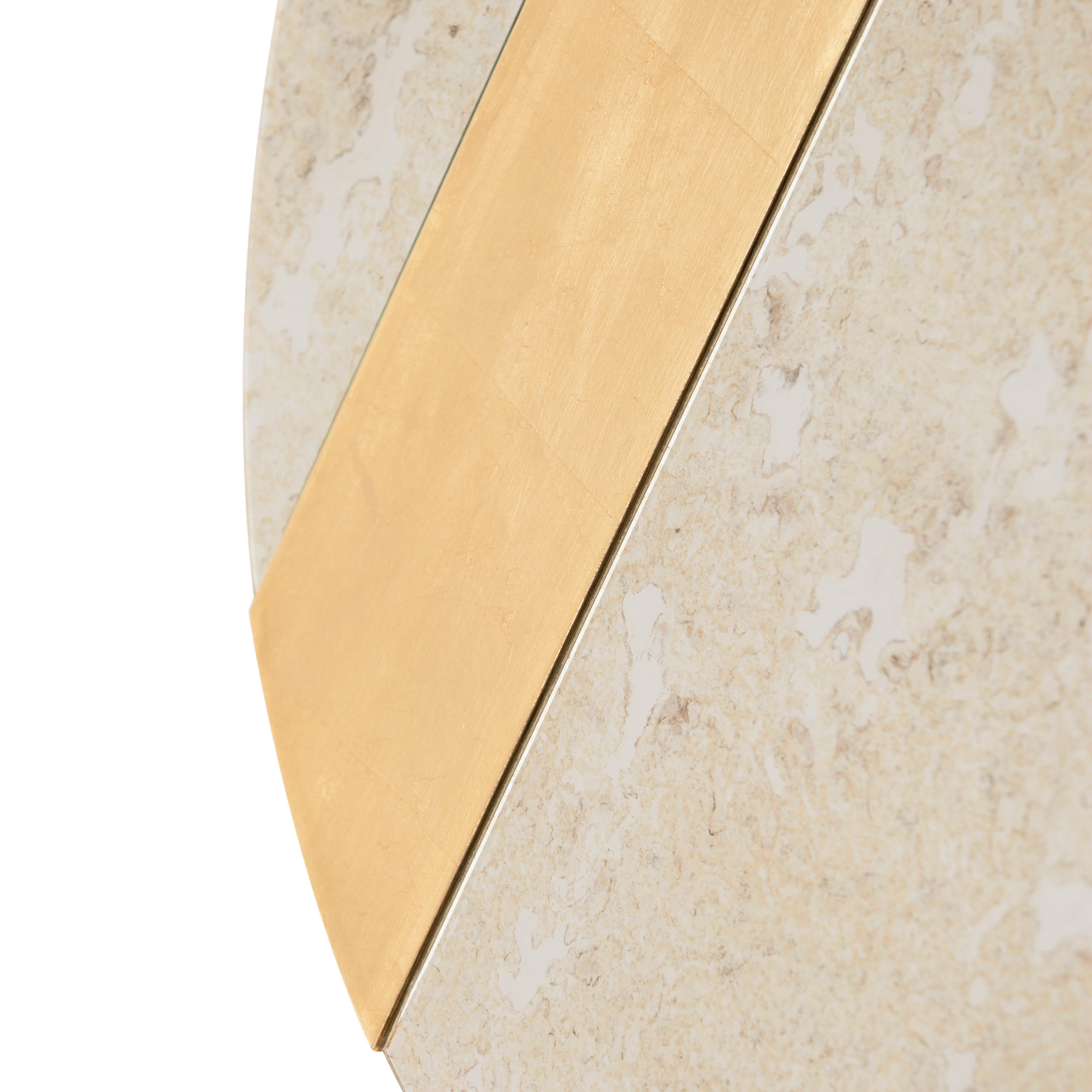 Contemporary Mid-Century Modern Avignon Aged Wall Mirror Gold Leaf Handmade by Greenapple For Sale
