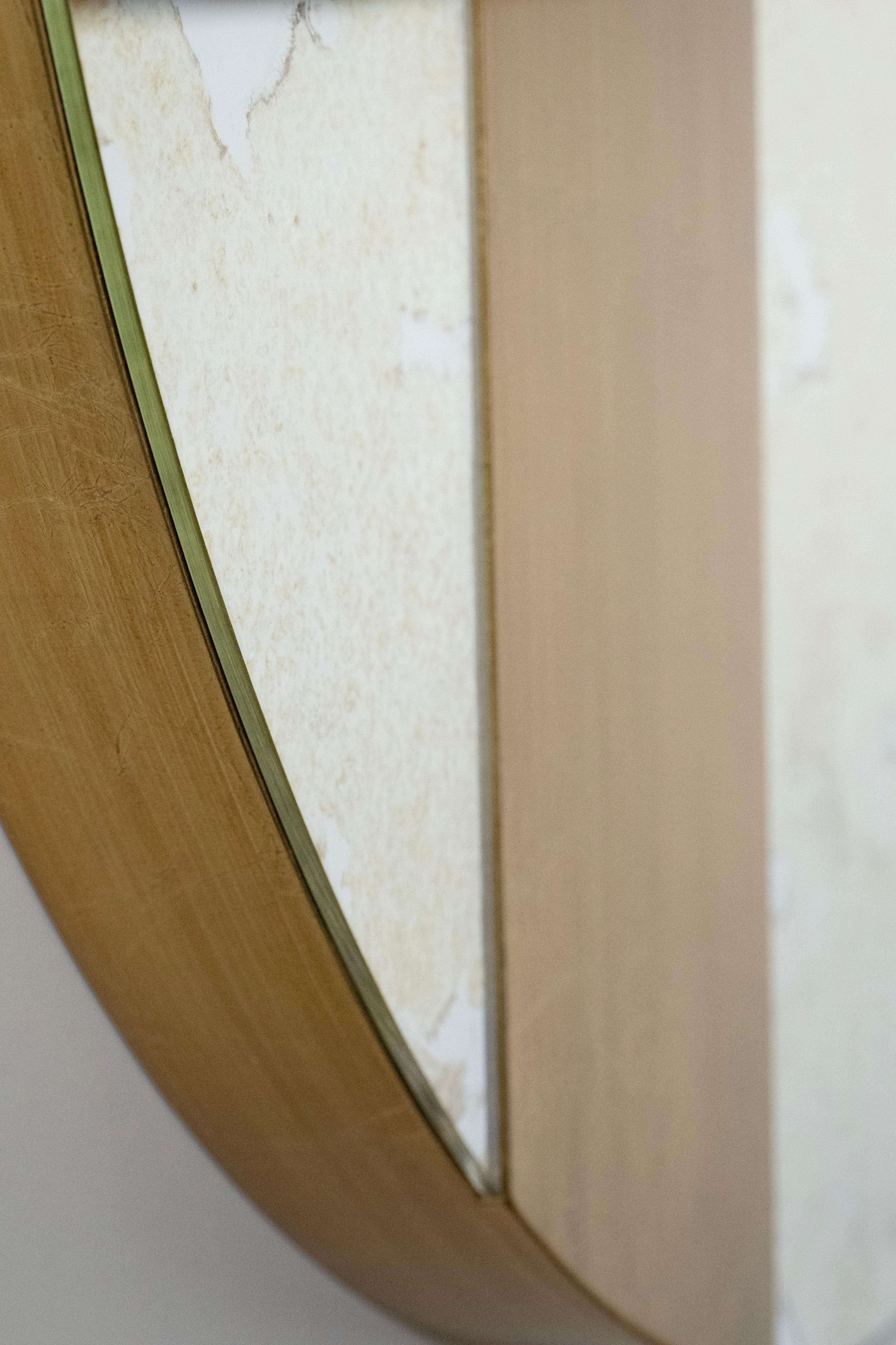 Mid-Century Modern Avignon Aged Wall Mirror Gold Leaf Handmade by Greenapple For Sale 2