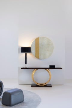 Mid-Century Modern Avignon Wall Mirror, Aged Gold Leaf, Handmade by Greenapple