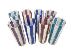 Mid-Century Modern Awning Striped Tom Collins Glasses by Libbey Glass Co