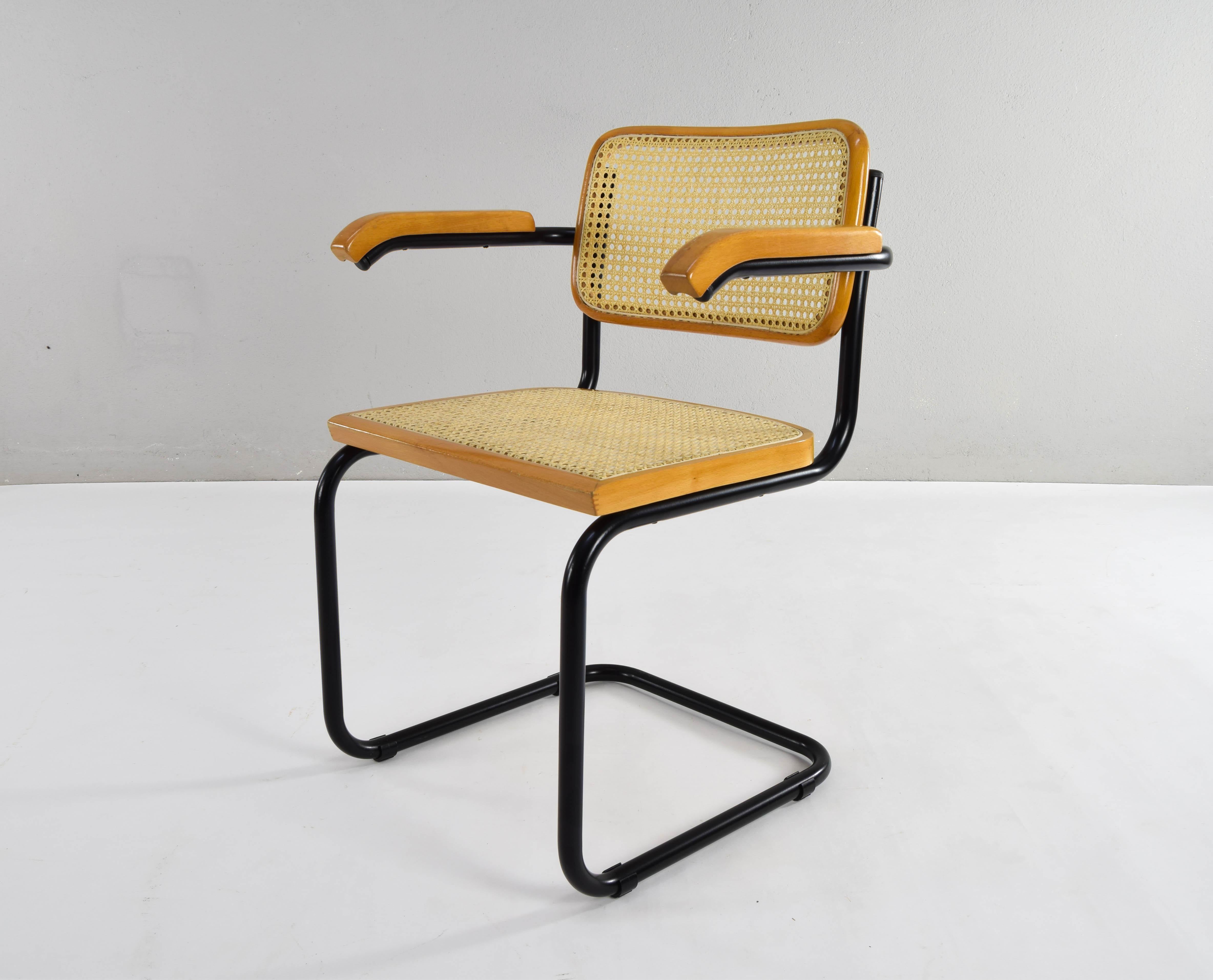 Mid-Century Modern Mid Century Modern B64 Black and Beech Marcel Breuer Cesca Chair Italy 70s For Sale