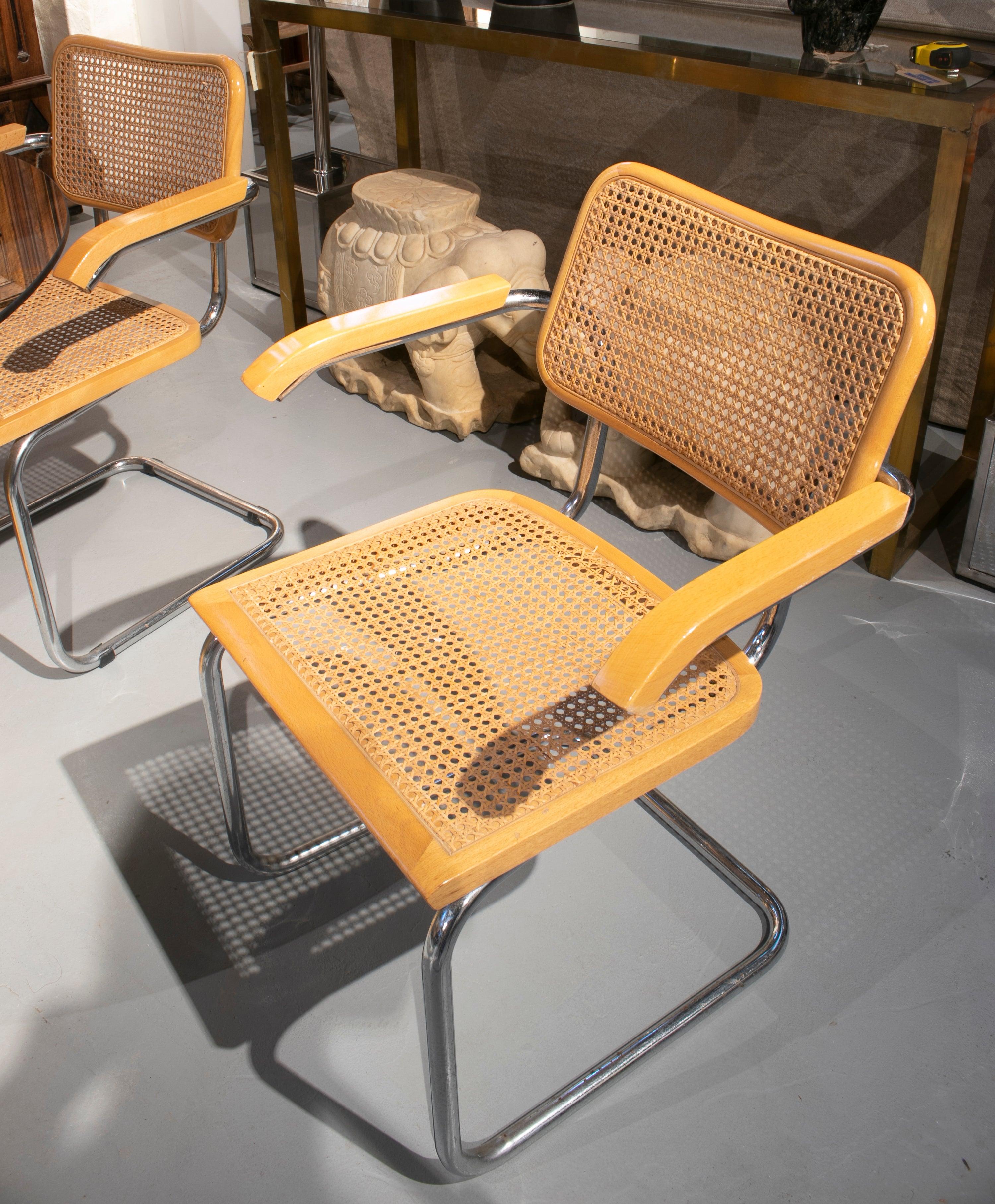 Mid-Century Modern B64 Cesca-Stuhl mit Armlehnen von Marcel Breuer, Italien, 1970er Jahre (Italienisch) im Angebot