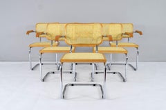 Mid-Century Modern B64 Cesca Chair with Arms Set by Marcel Breuer, Italy, 1970s