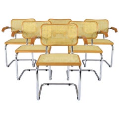 Mid-Century Modern B64 Cesca Chair with Arms Set by Marcel Breuer, Italy, 1970s