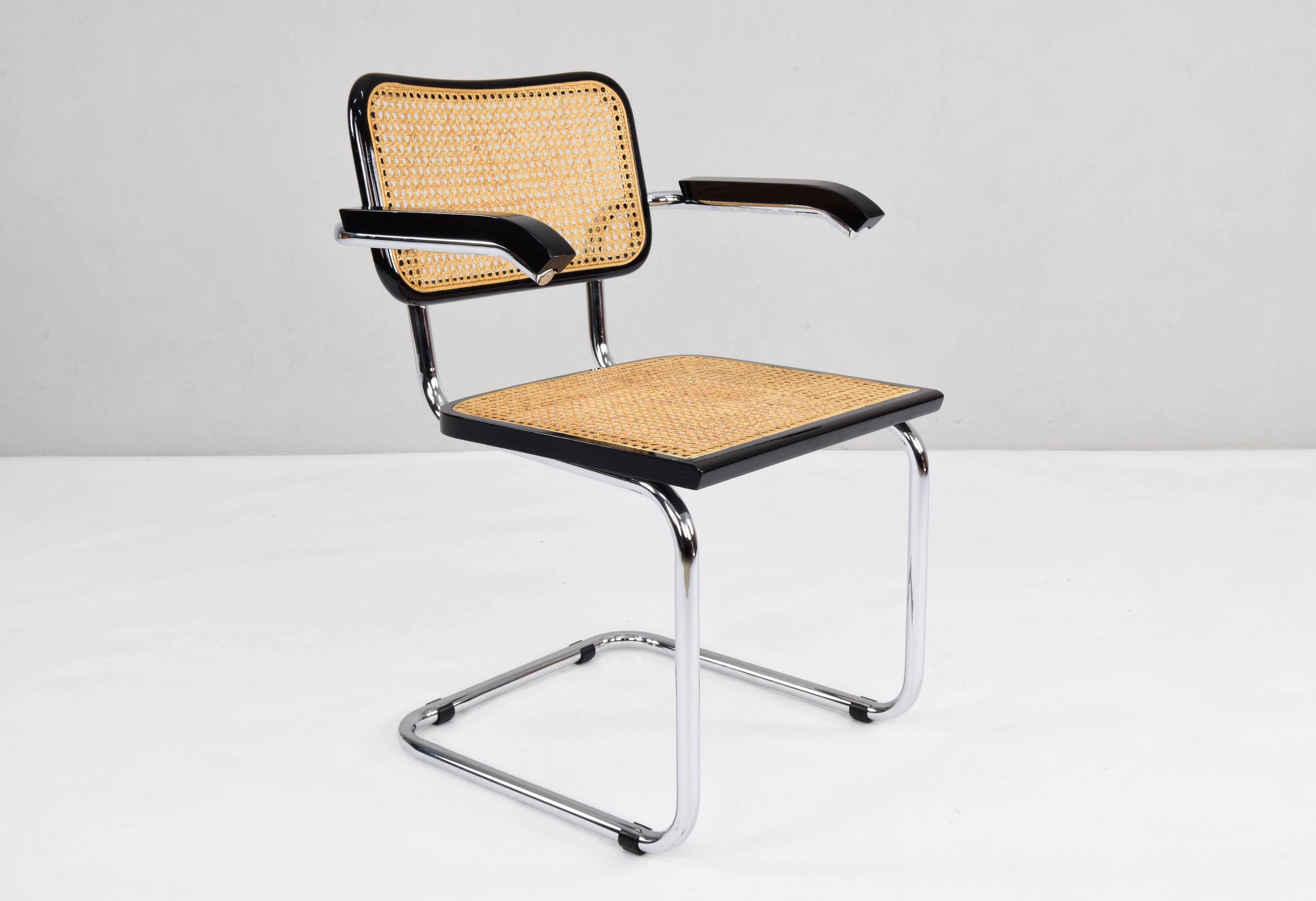 Mid-Century Modern B64 Cesca Chair With Arms by Marcel Breuer, Italy, 1970s 5
