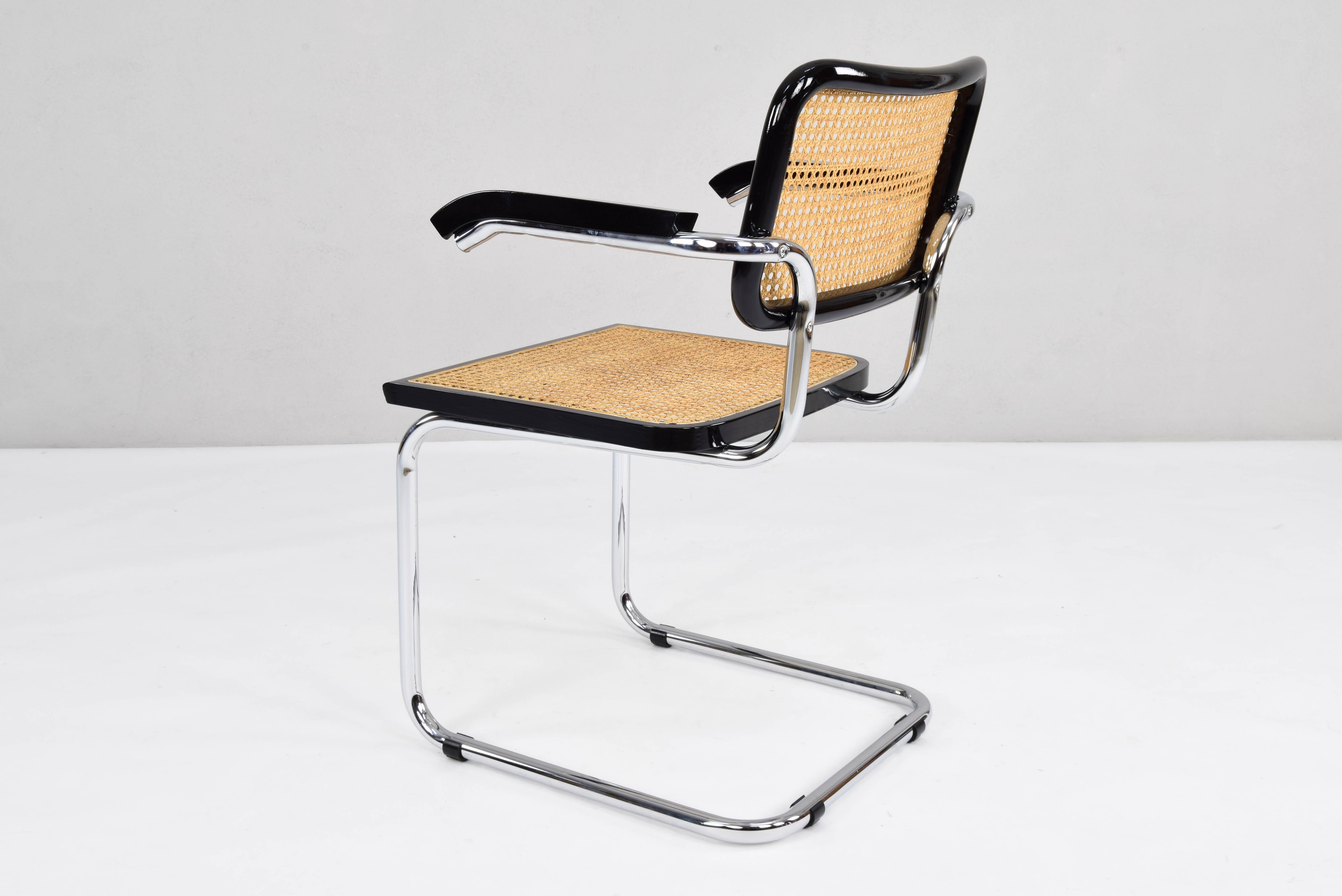 Mid-Century Modern B64 Cesca Chair With Arms by Marcel Breuer, Italy, 1970s 1