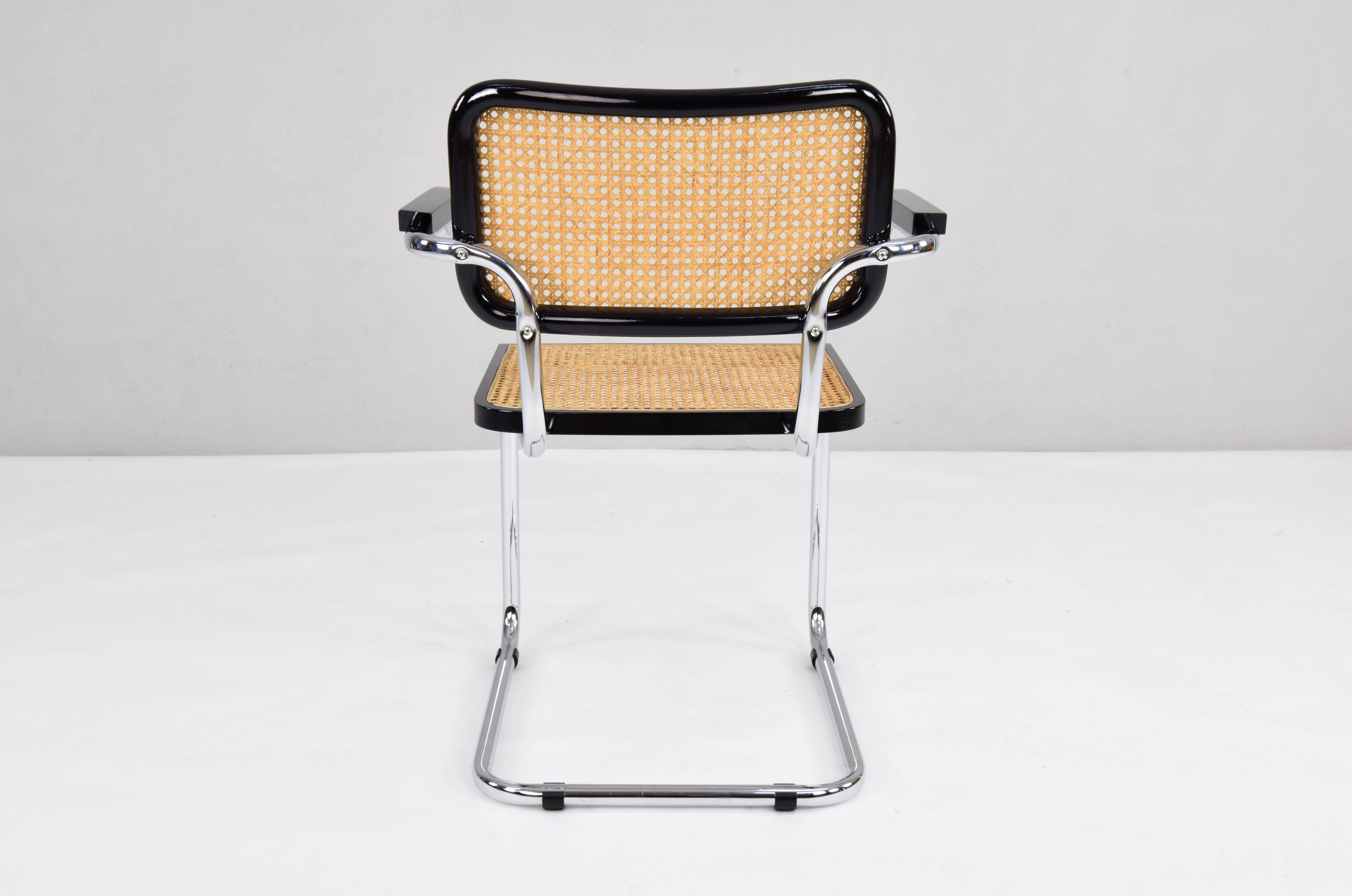 Mid-Century Modern B64 Cesca Chair With Arms by Marcel Breuer, Italy, 1970s 2