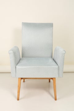 Mid-Century Modern Baby Blue Velvet Club Armchair, 1960s