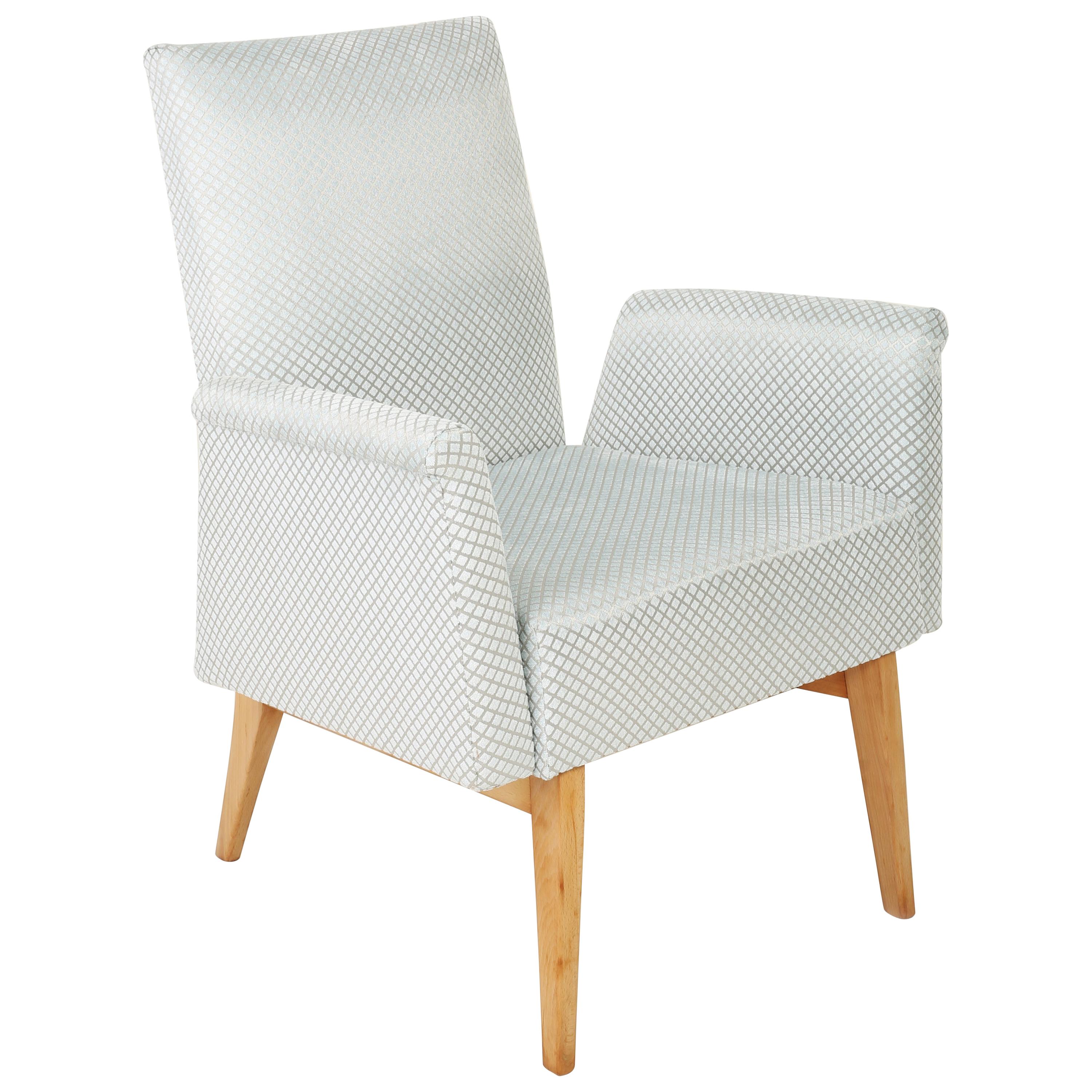 Mid-Century Modern Baby Blue Velvet Club Armchair, 1960s