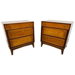 Mid-Century Modern Bachelor Chest Style Walnut Nightstands - Set of 2