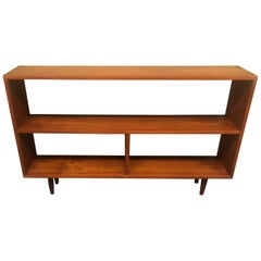 Mid-Century Modern Backless Low Profile Teak Bookcase with Tapered Legs