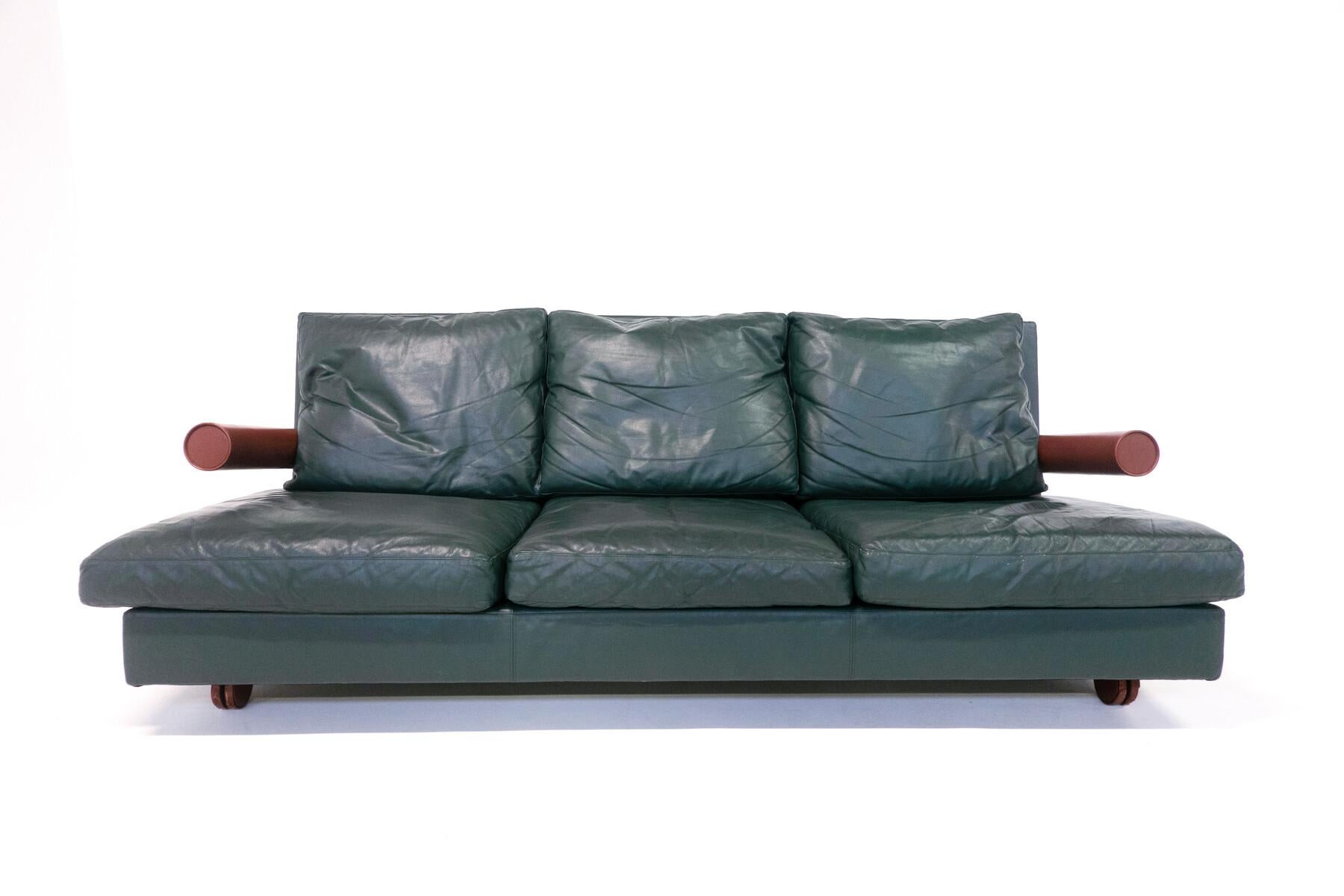 Faux Leather Mid-Century Modern Baisity Sofa by Antonio Citterio for B&B Italia, 1980s, Two For Sale