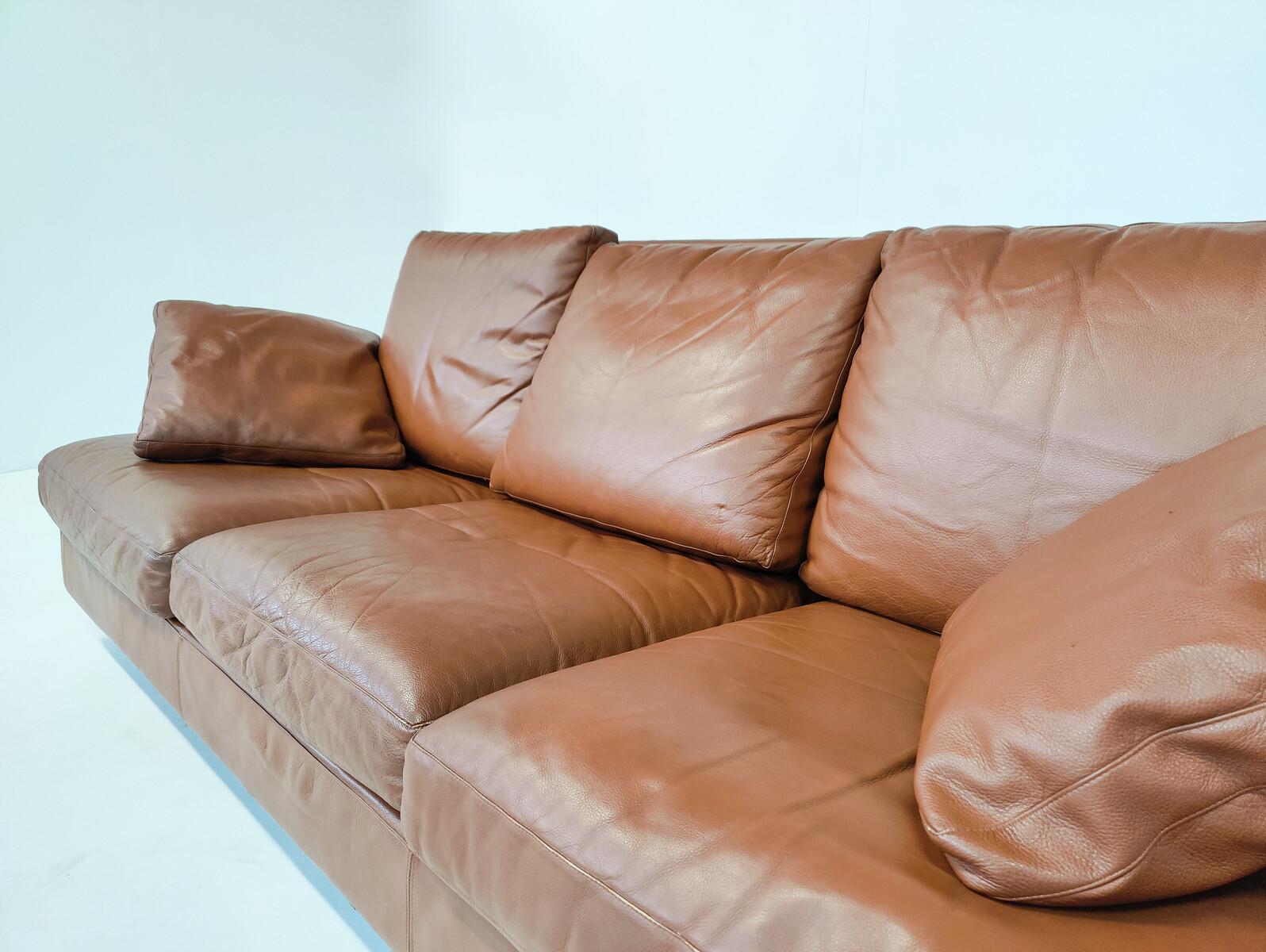 Mid-Century Modern Baisity Sofa by Antonio Citterio for B&B Italia, Cognac Leath For Sale 2
