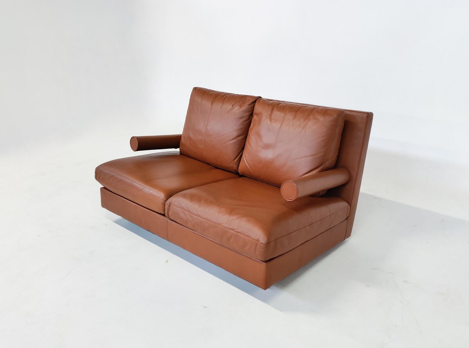 Leather Mid-Century Modern Baisity Two Seater Sofa by Antonio Citterio for B&B Italia