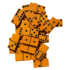 Mid-Century Modern Bakelite Domino Set in Black and Yellow 1950s