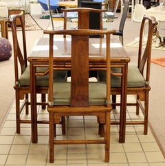 Mid-Century Modern Baker Attributed Asian Style Game Table and 4 Matching Chairs